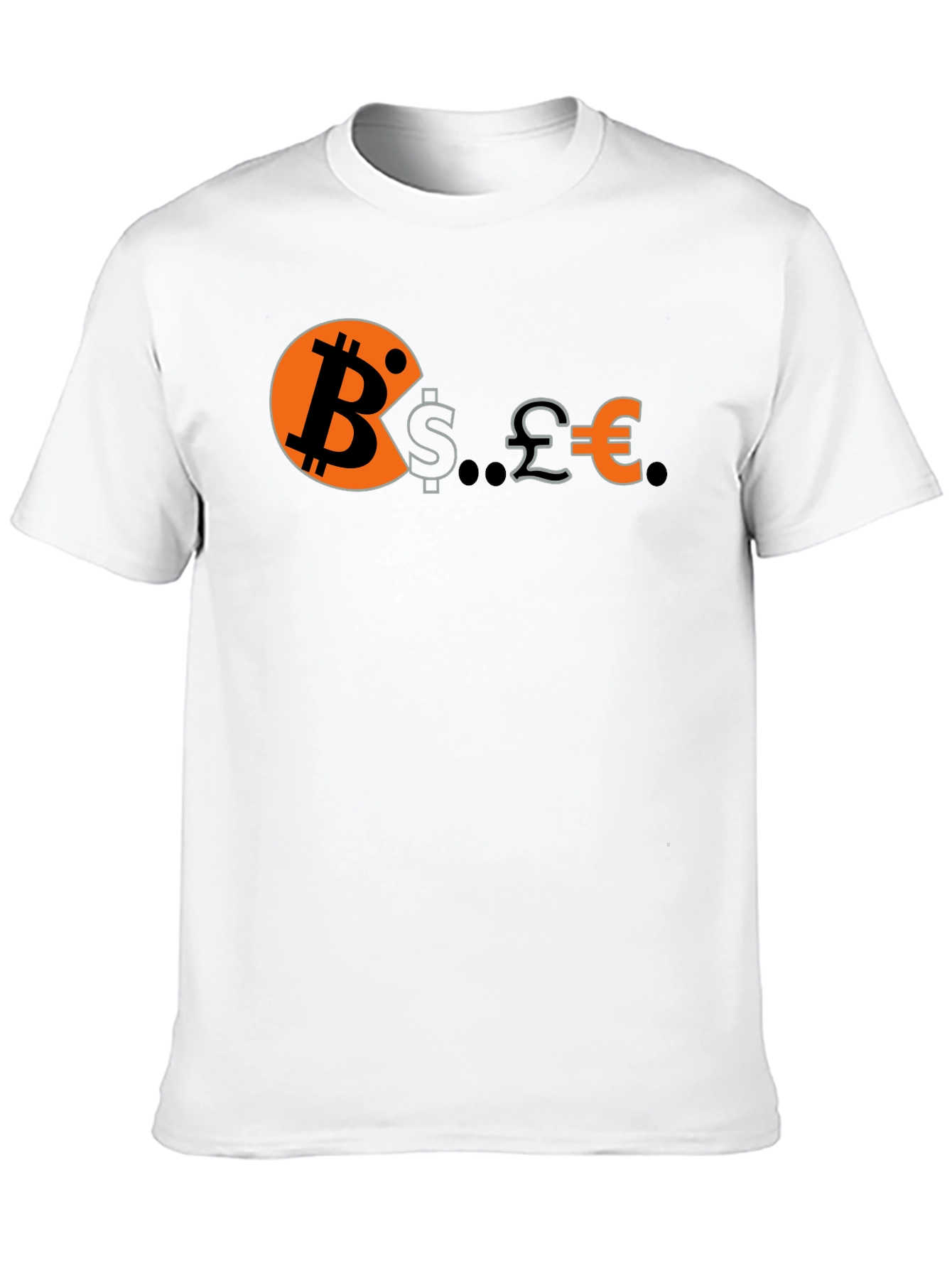 Bitcoin Eats Dollars Pounds & Euros Funny Crypto T-Shirt