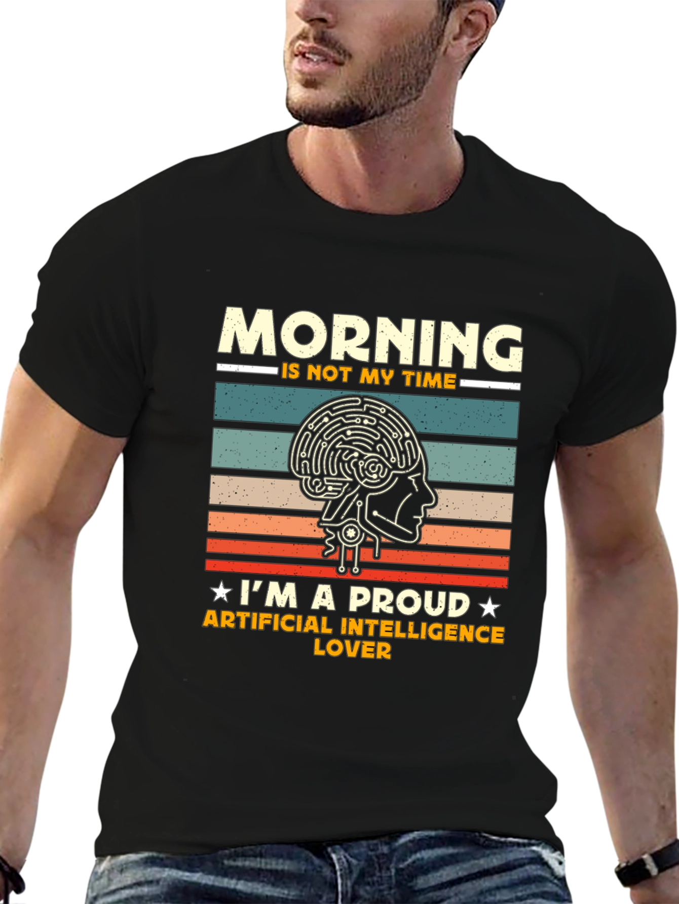 AI Lover T-Shirt: Morning is Not My Time