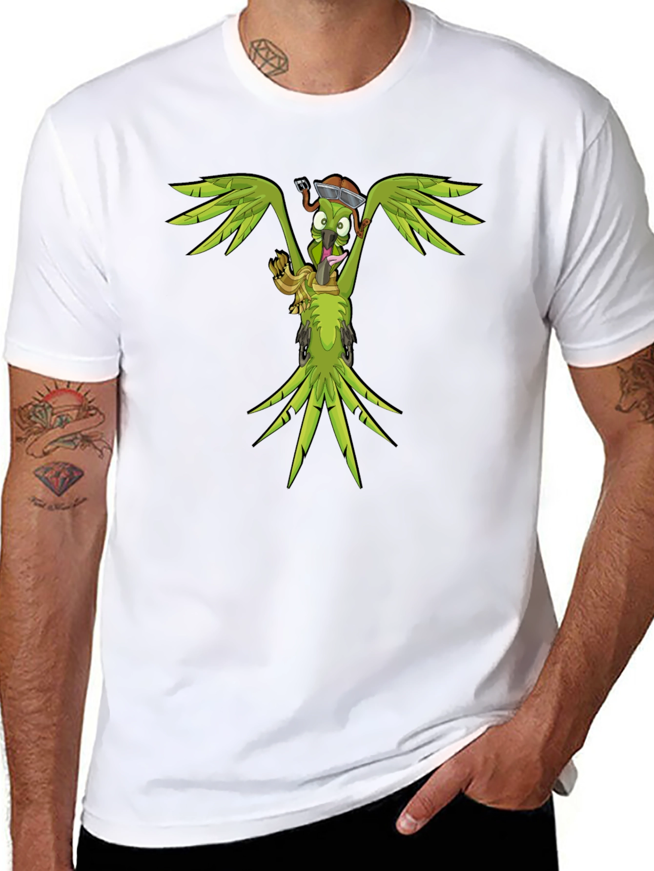 Cartoon Parrot Graphic T-Shirt