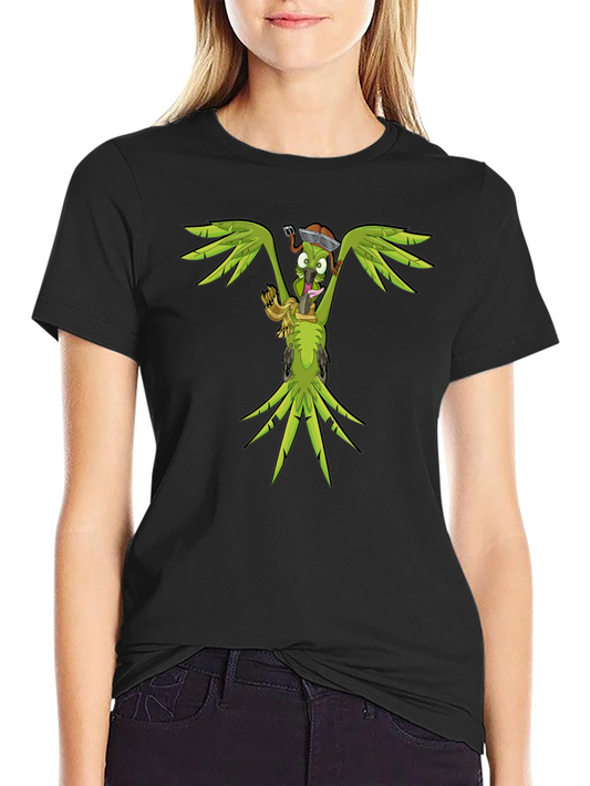 Cartoon Parrot Graphic T-Shirt