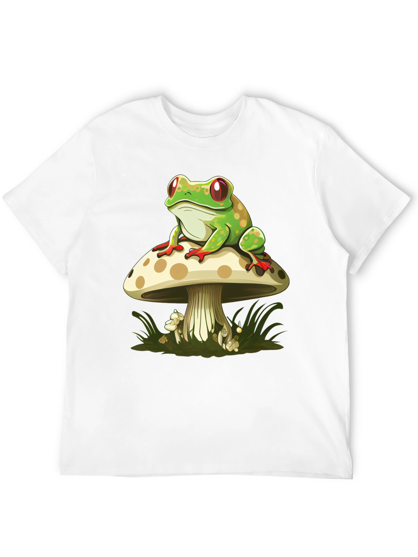 Frog on Mushroom Graphic Tee - Black