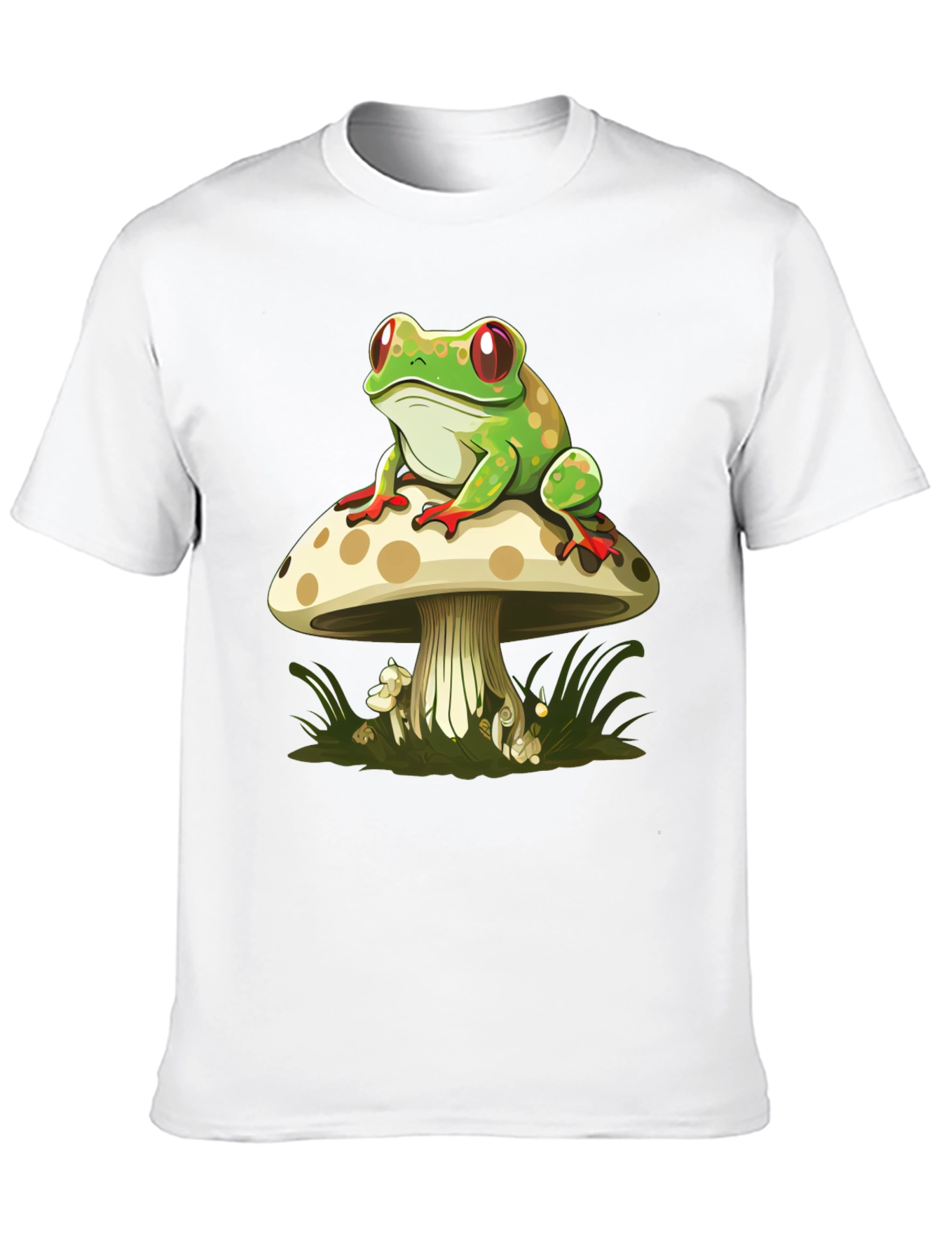 Frog on Mushroom Graphic Tee - Black