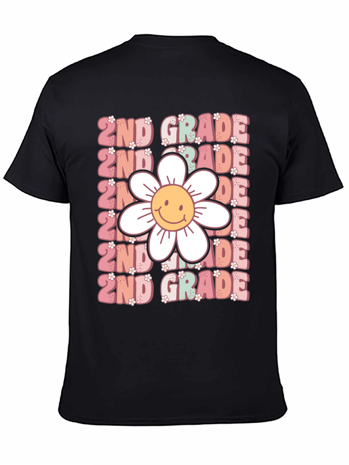 2nd Grade Teacher Smiley Flower Shirt