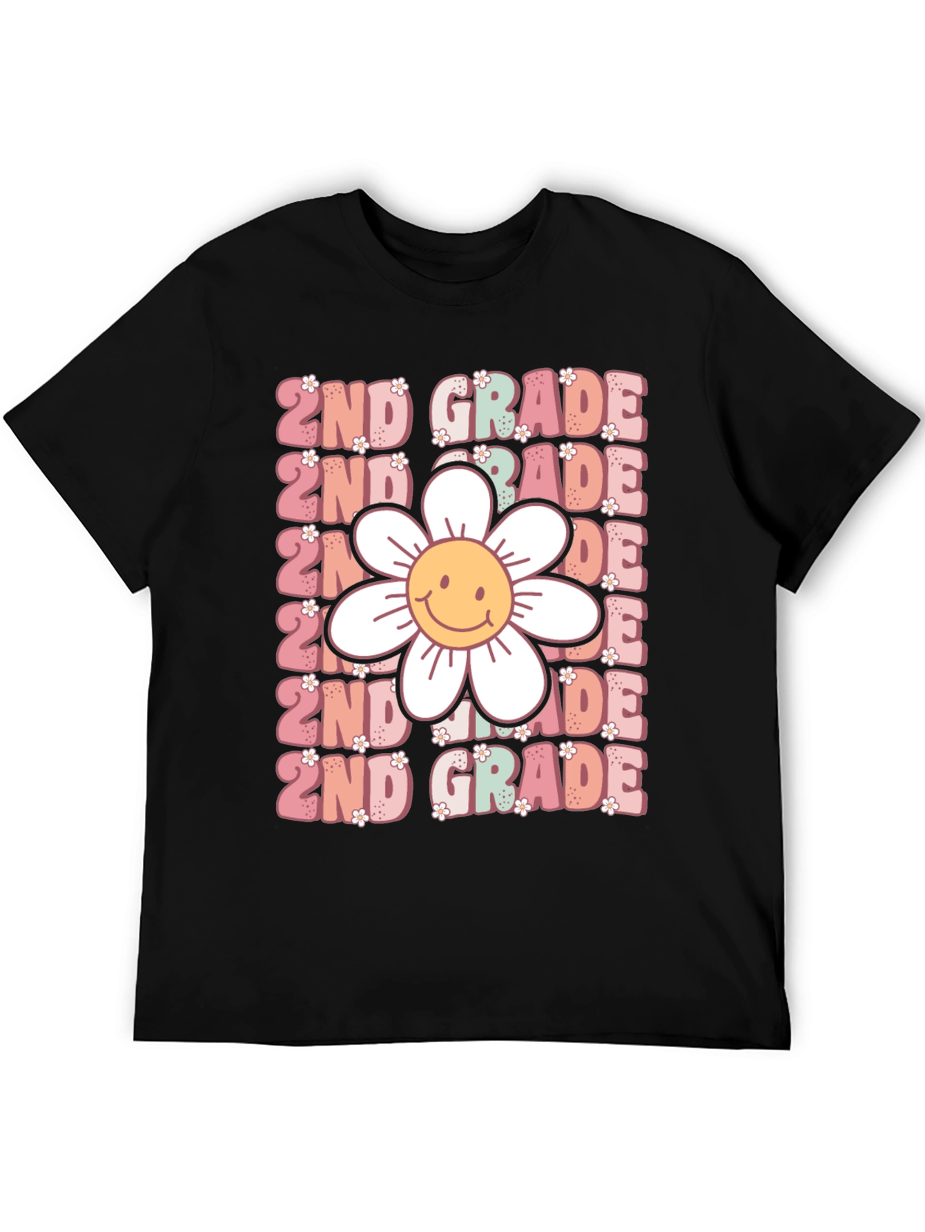 2nd Grade Teacher Smiley Flower Shirt