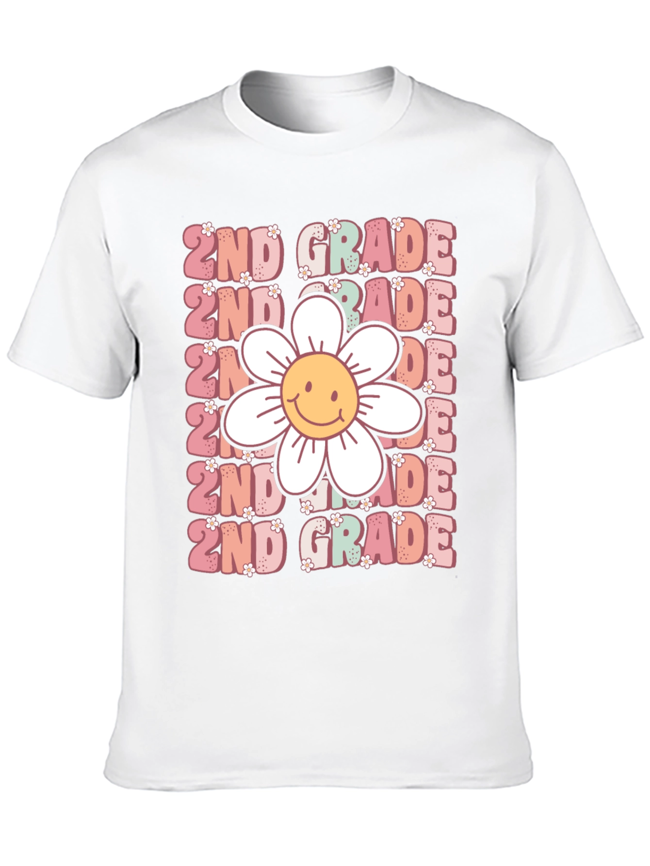 2nd Grade Teacher Smiley Flower Shirt