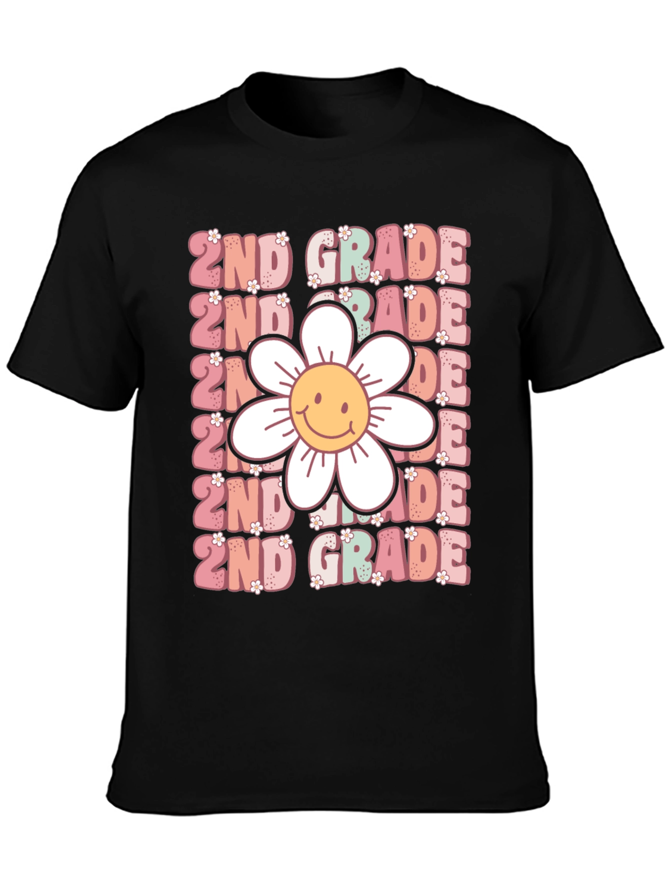 2nd Grade Teacher Smiley Flower Shirt
