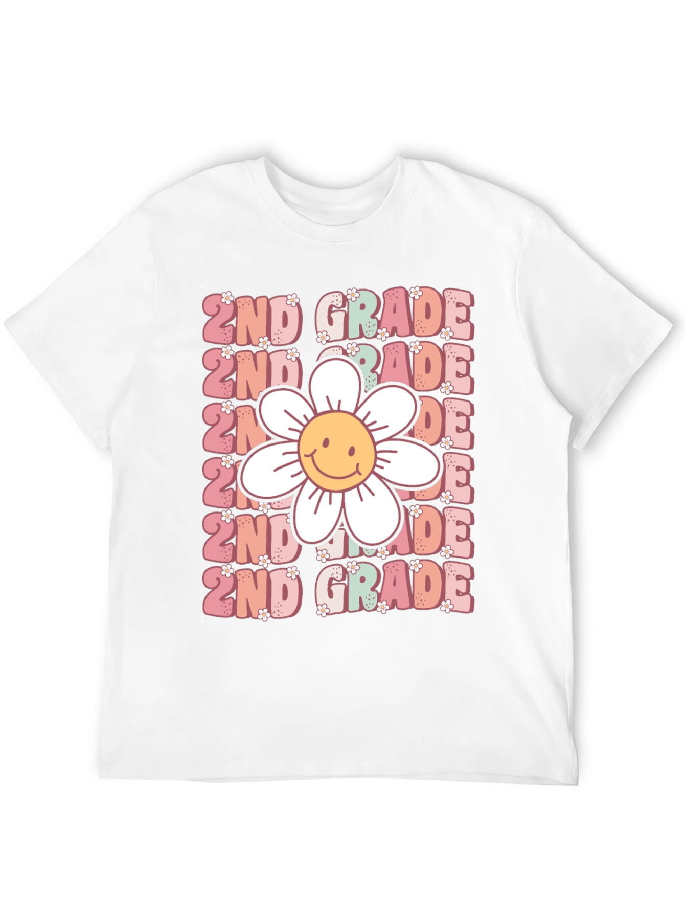 2nd Grade Teacher Smiley Flower Shirt