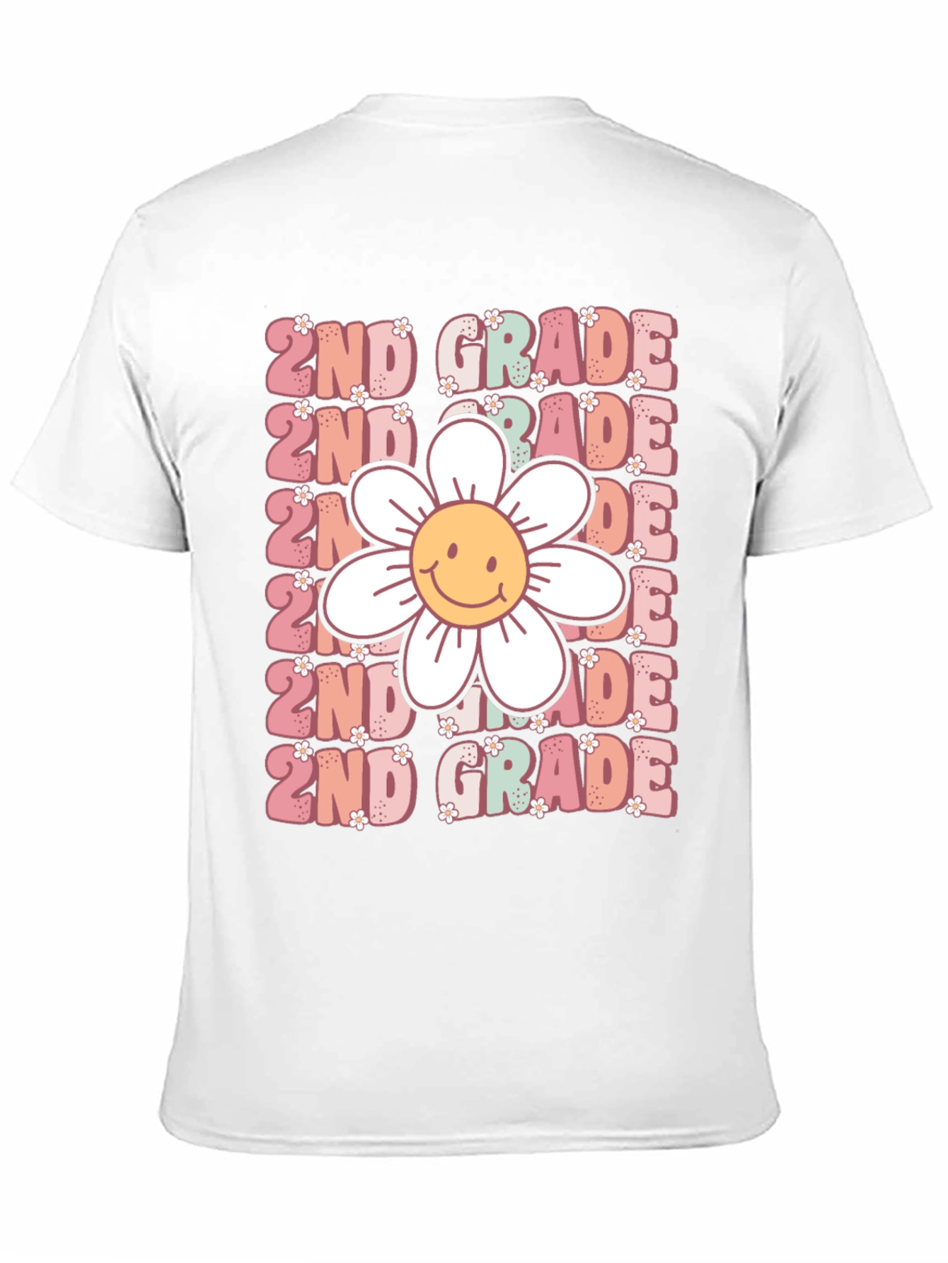 2nd Grade Teacher Smiley Flower Shirt