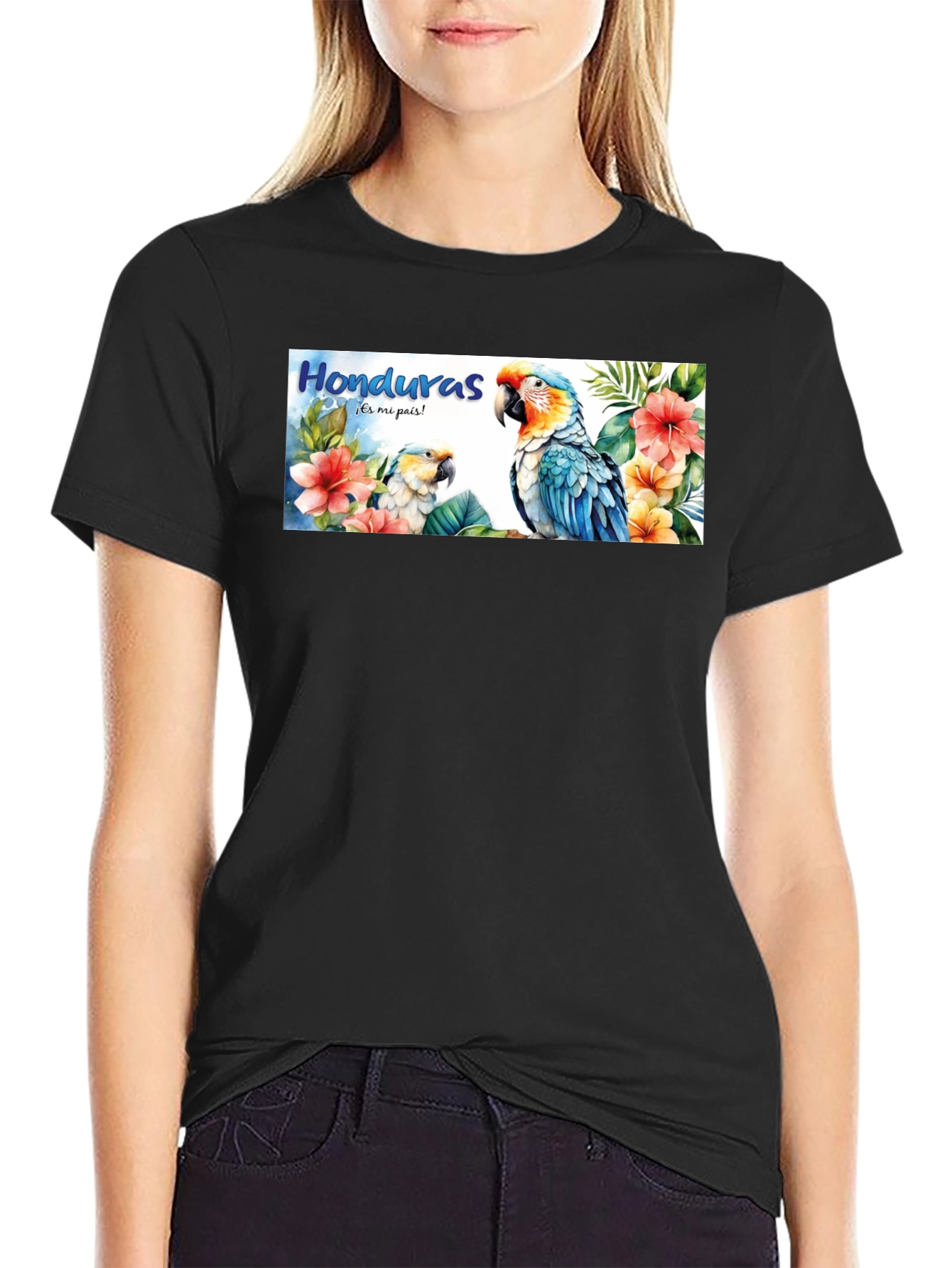 Honduras Parrot Graphic Tee - Mens Black T-Shirt