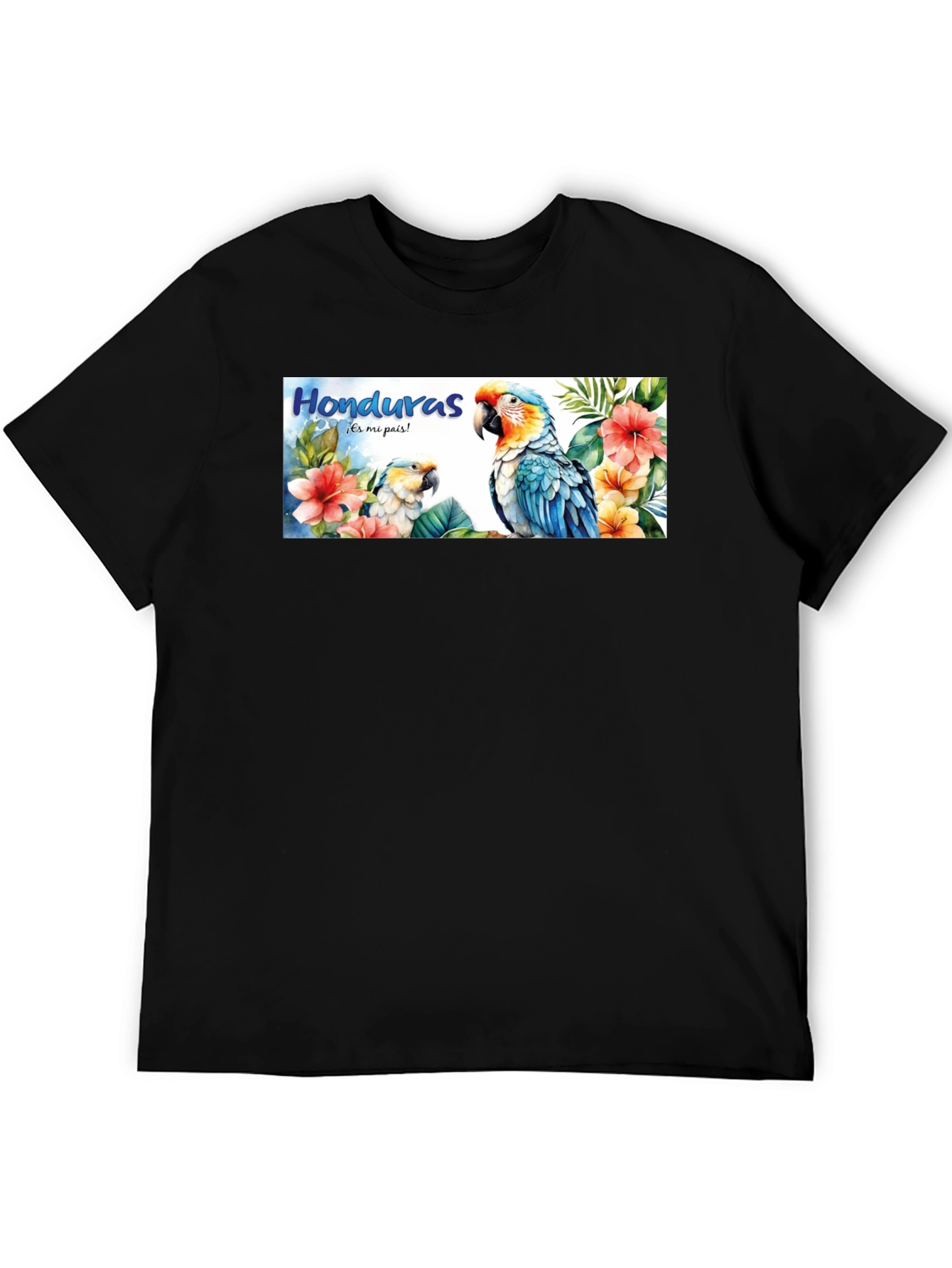 Honduras Parrot Graphic Tee - Mens Black T-Shirt