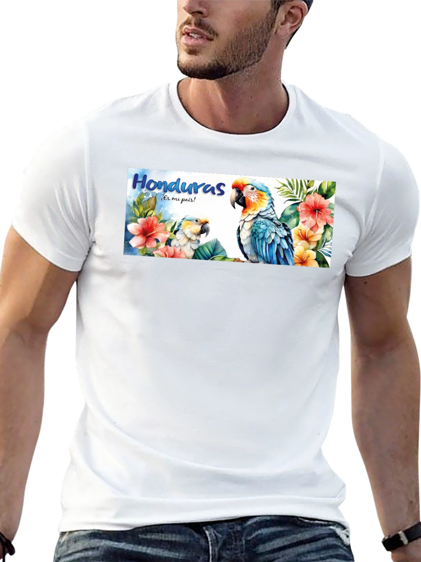 Honduras Parrot Graphic Tee - Mens Black T-Shirt