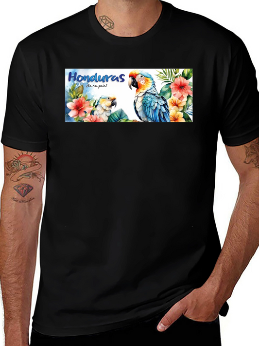 Honduras Parrot Graphic Tee - Mens Black T-Shirt