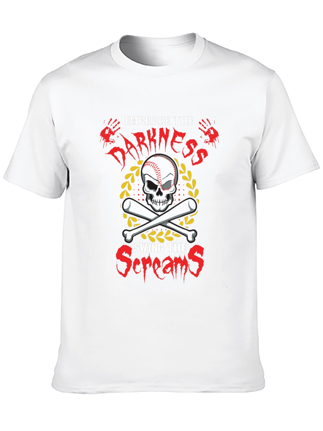 Embrace Darkness Baseball Skull T-Shirt