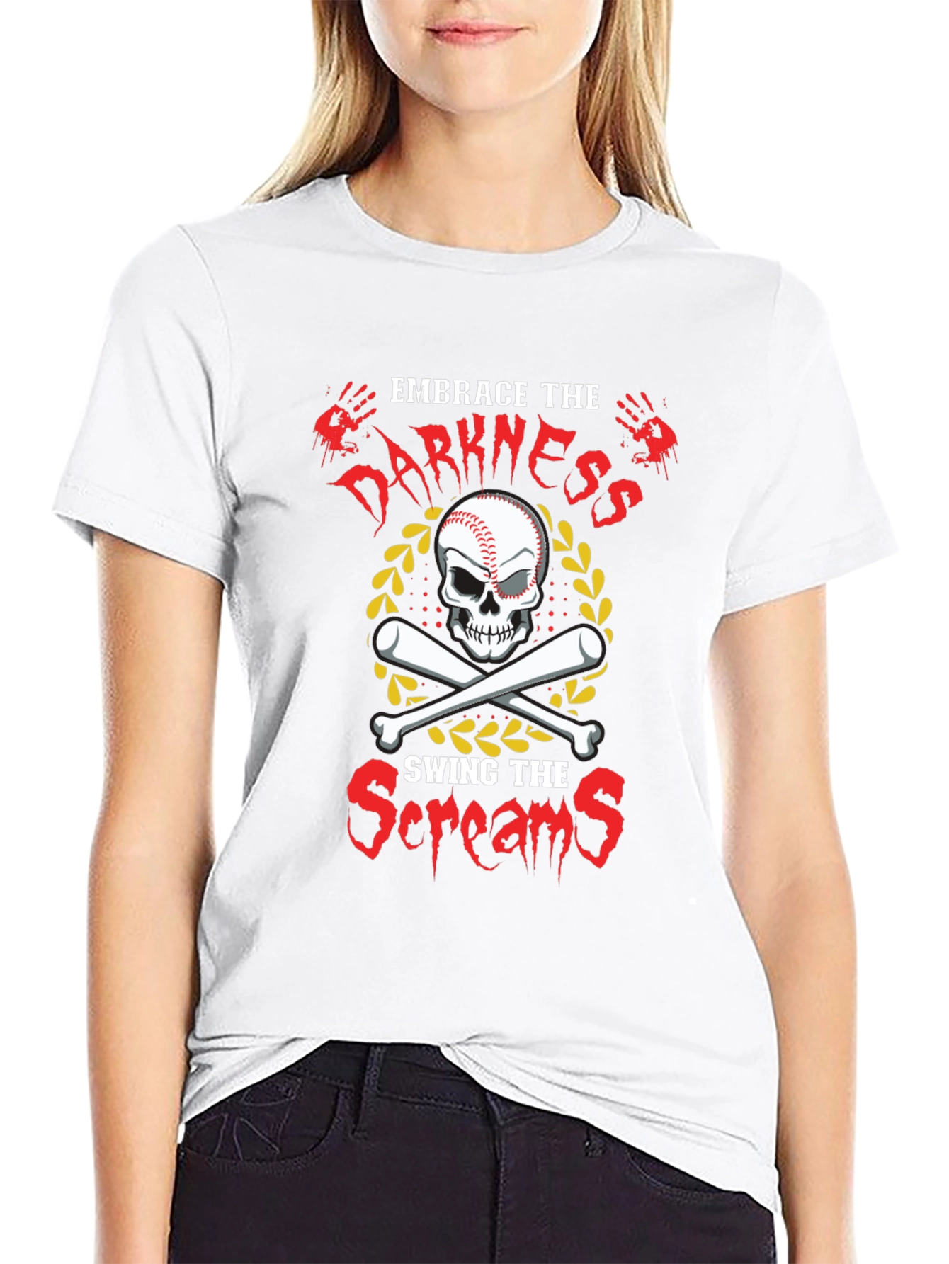 Embrace Darkness Baseball Skull T-Shirt