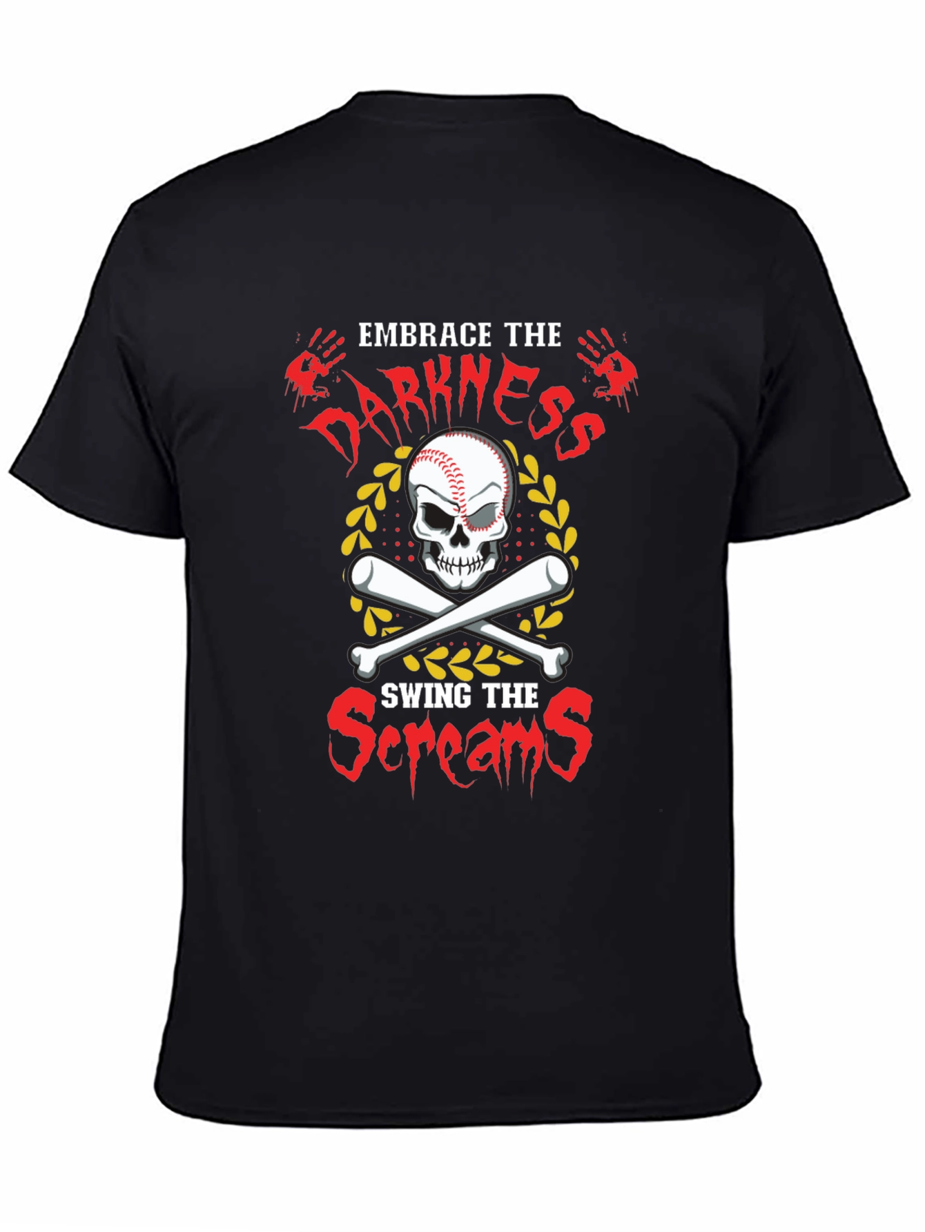 Embrace Darkness Baseball Skull T-Shirt