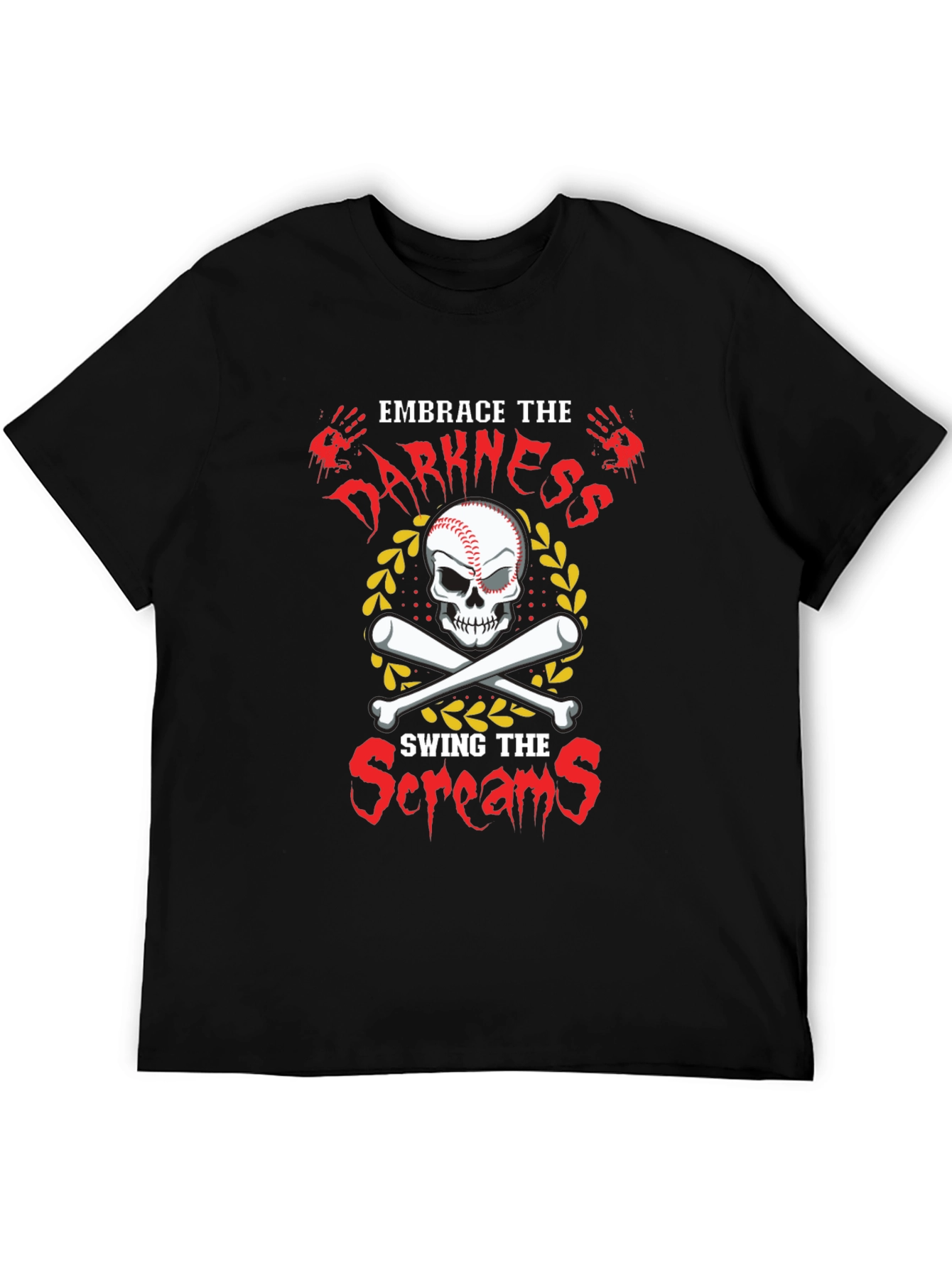Embrace Darkness Baseball Skull T-Shirt