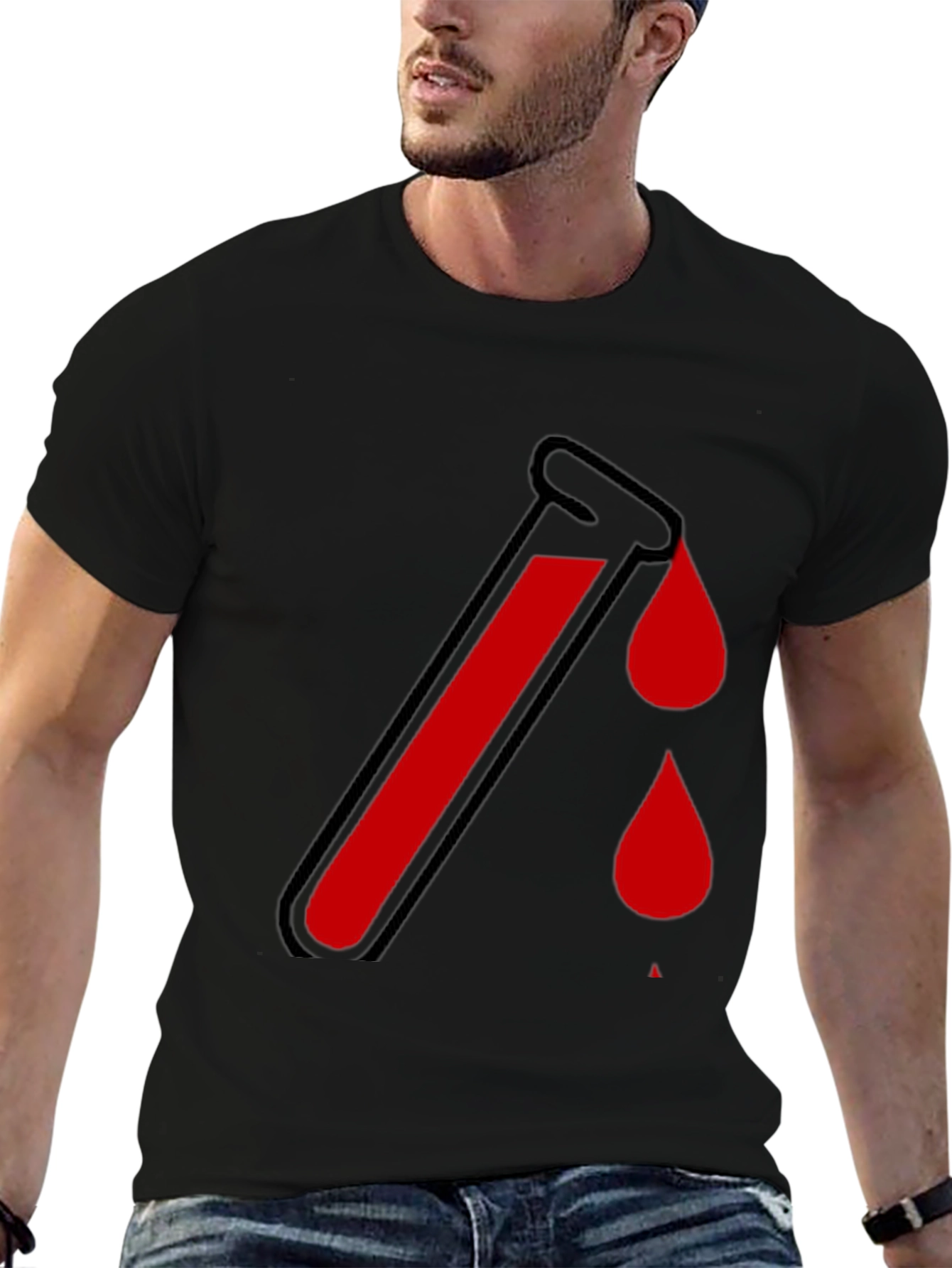 Blood Test Tube Graphic Black Tee - Halloween
