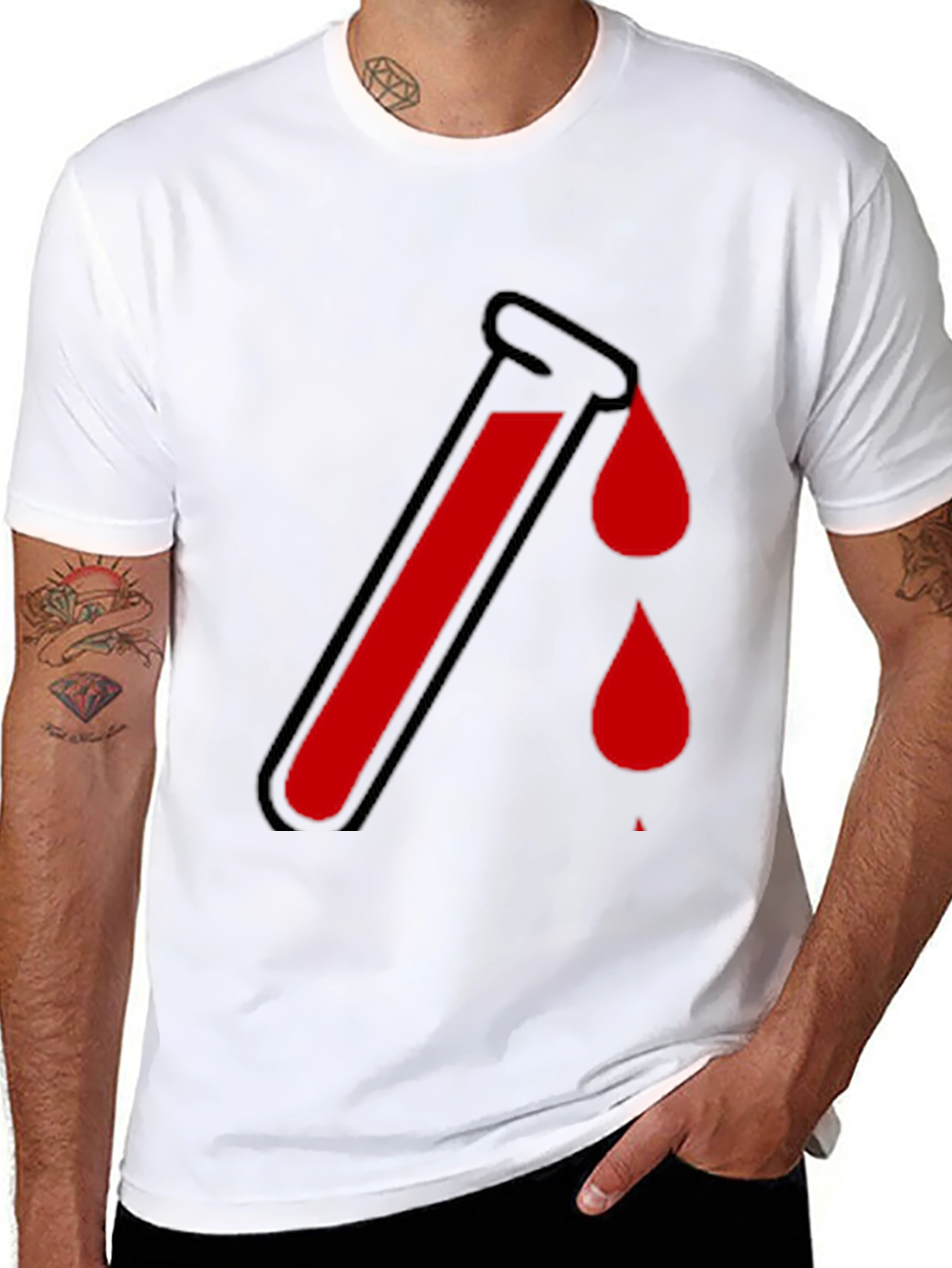 Blood Test Tube Graphic Black Tee - Halloween