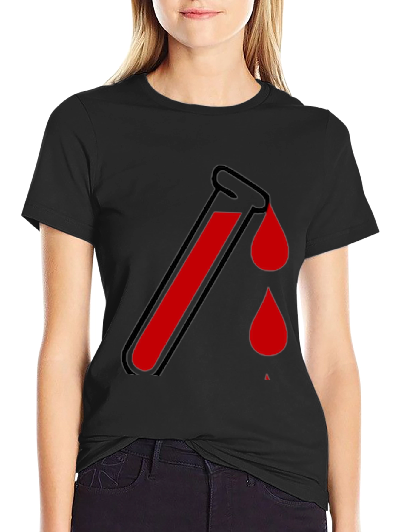 Blood Test Tube Graphic Black Tee - Halloween