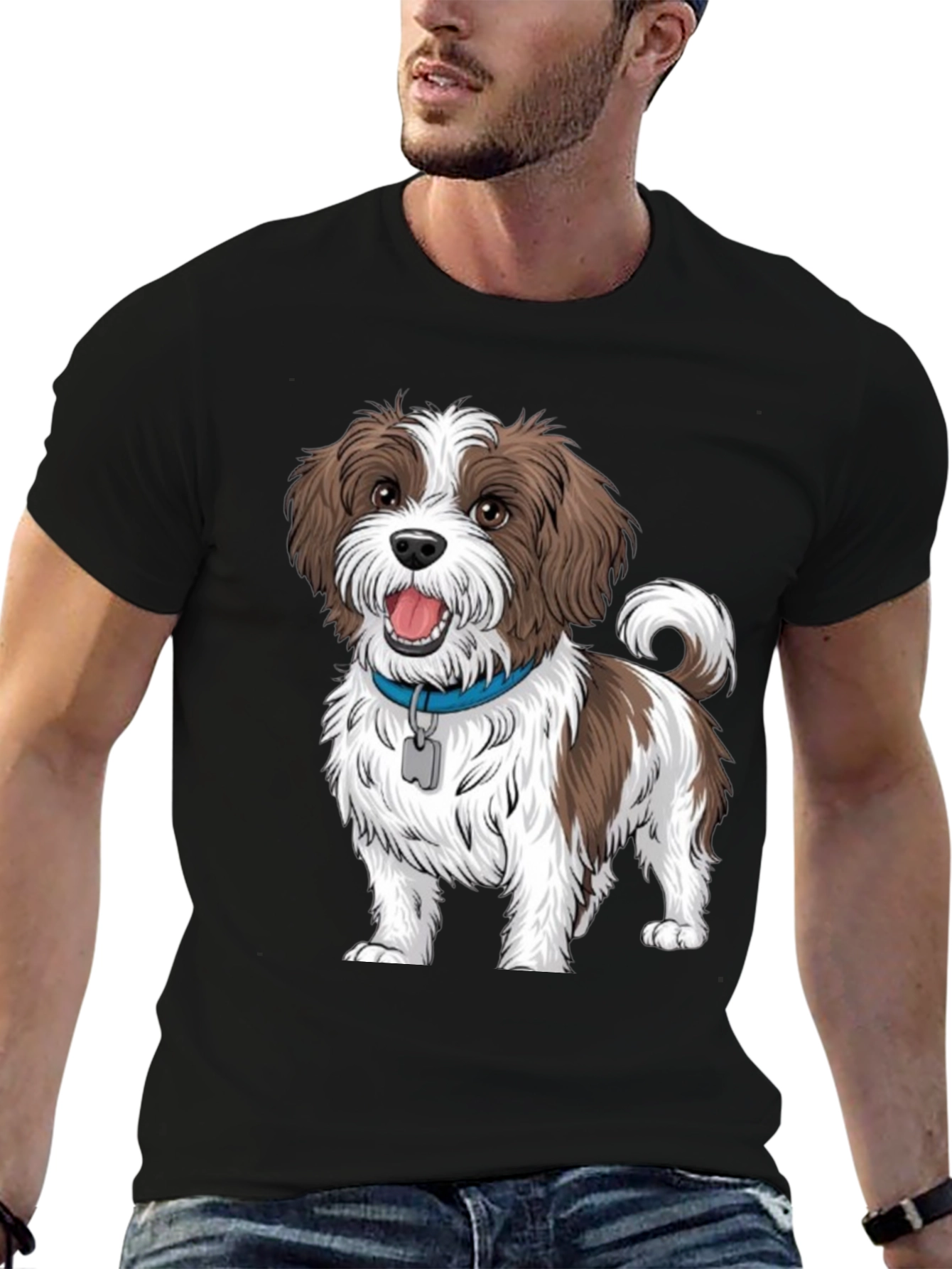 Dog Graphic Tee - Casual Black T-Shirt