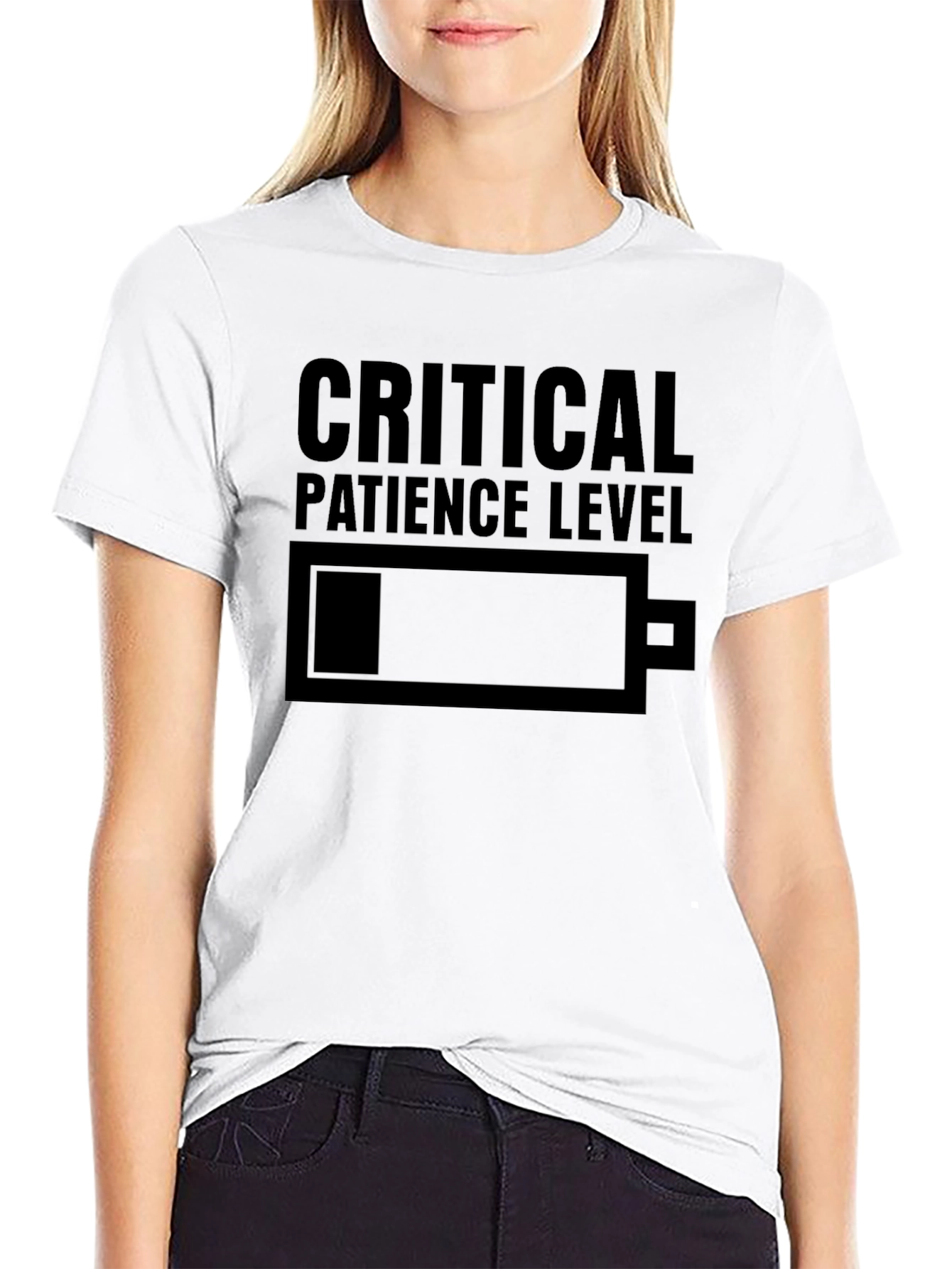 Critical Patience Level Graphic Tee - Humor T-Shirt