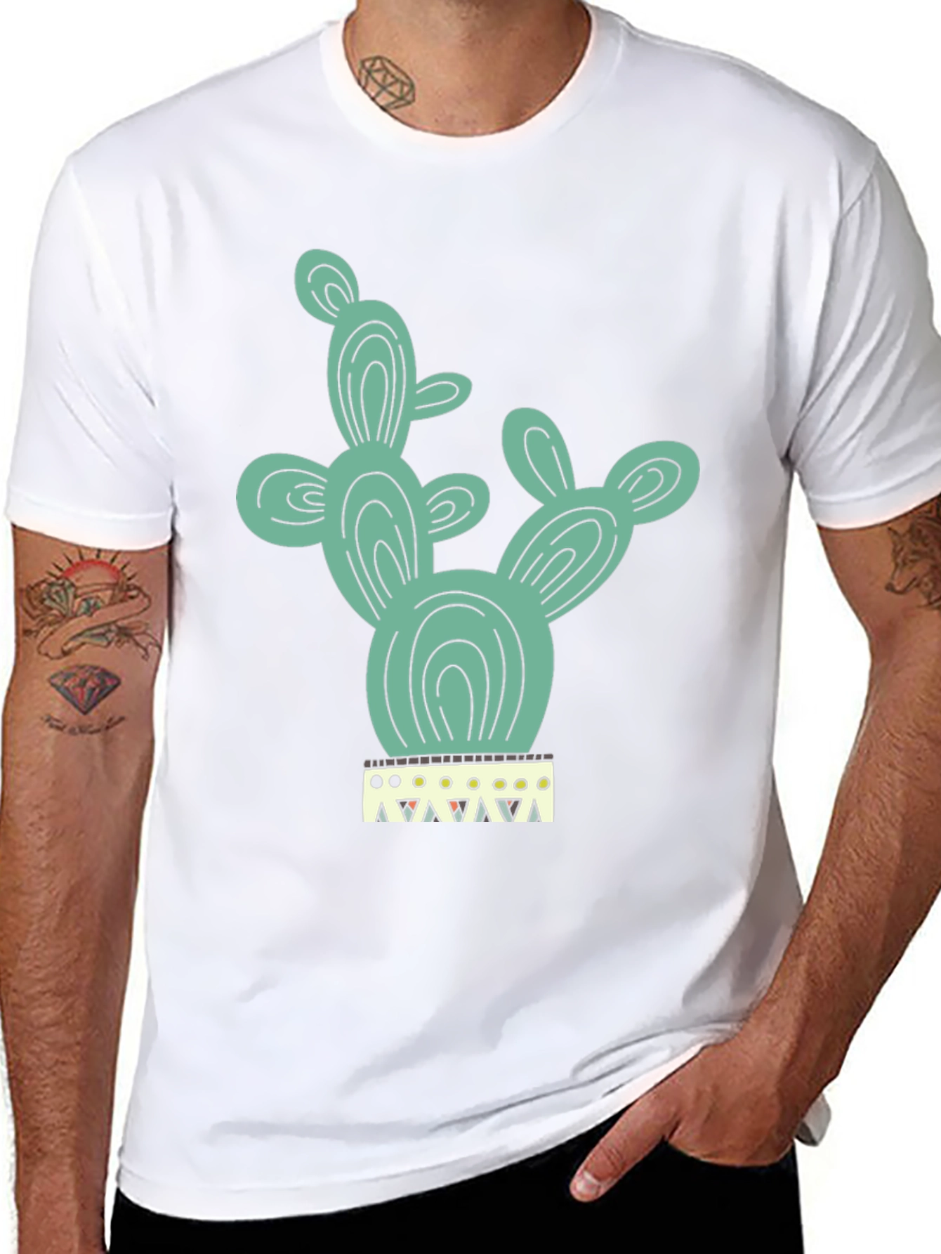 Cactus Tee - Trendy Graphic Print T-Shirt