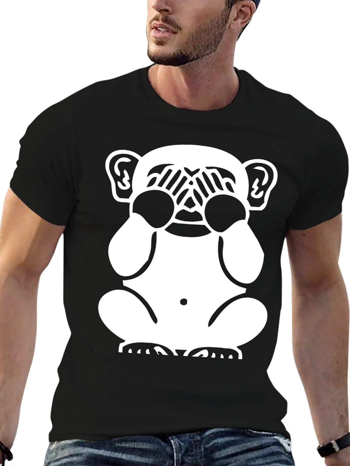 Hear No Evil Monkey Graphic Tee - Black