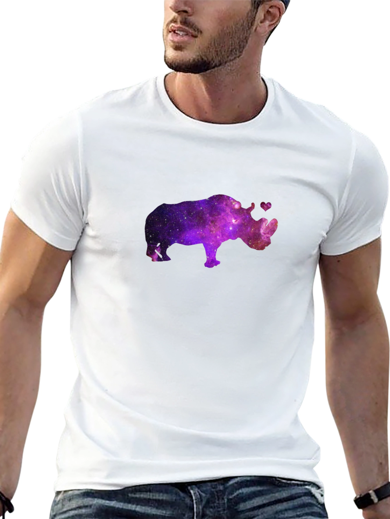 Galaxy Rhino T-Shirt - Black Crew Neck