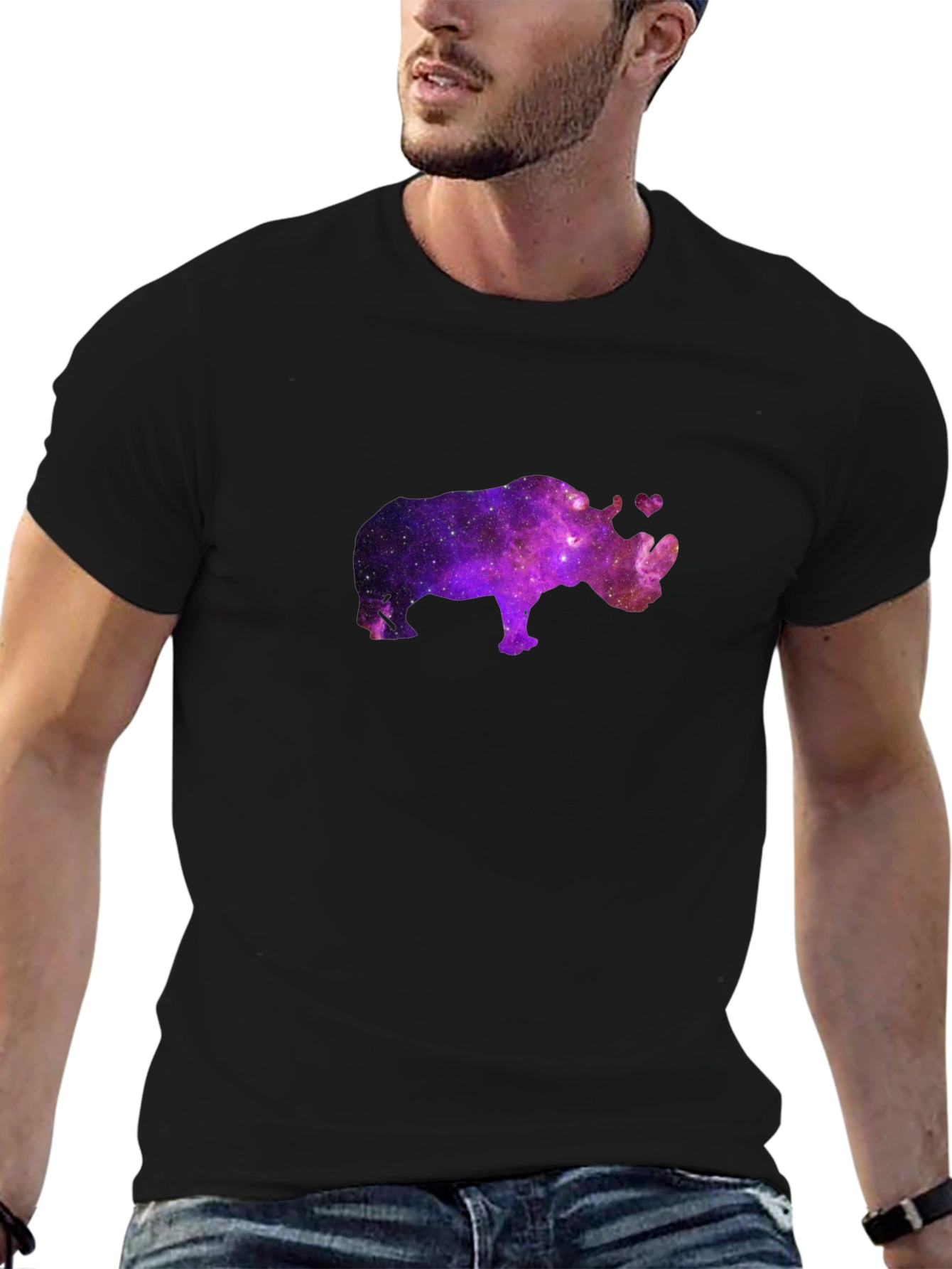 Galaxy Rhino T-Shirt - Black Crew Neck