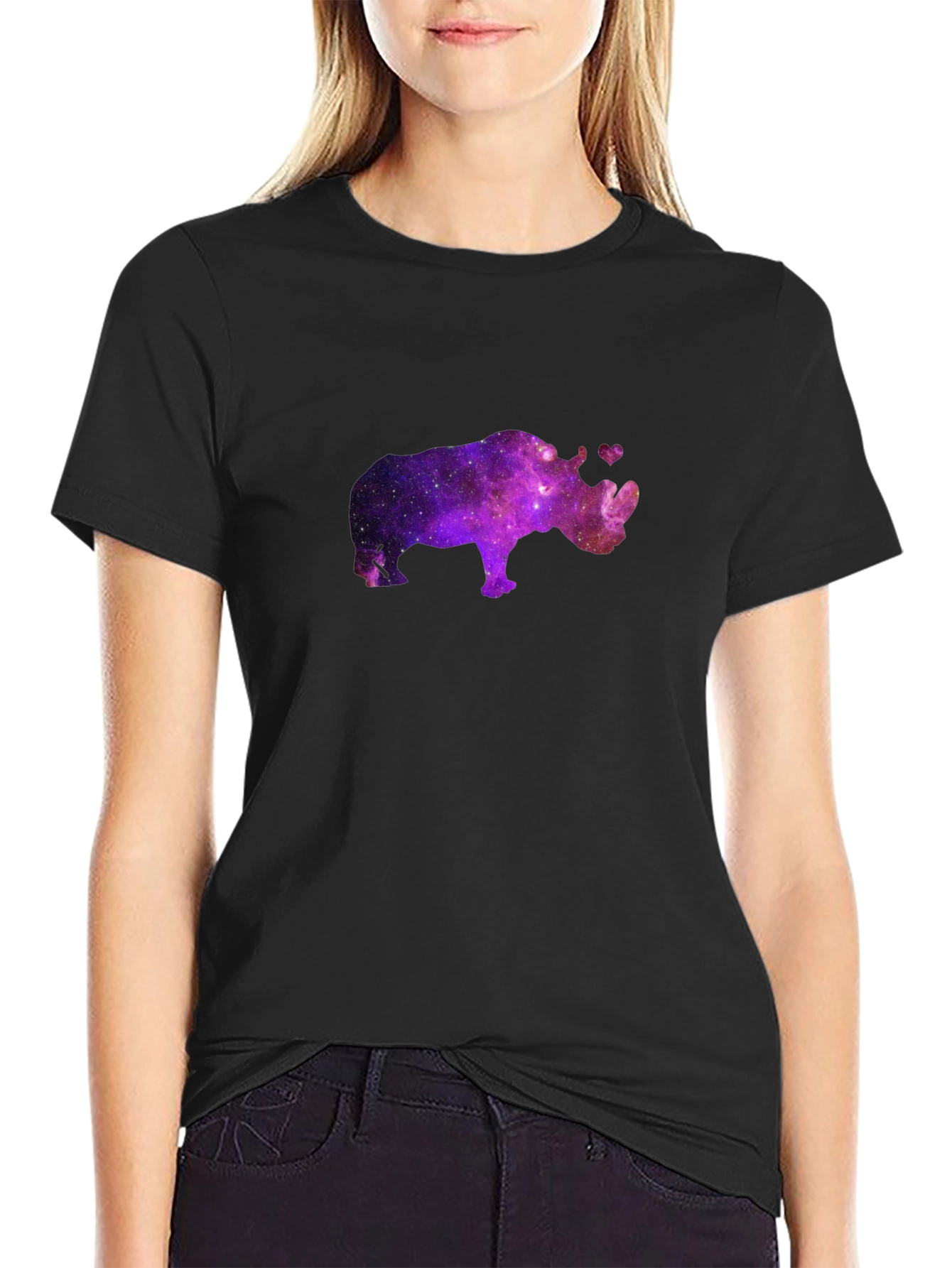 Galaxy Rhino T-Shirt - Black Crew Neck