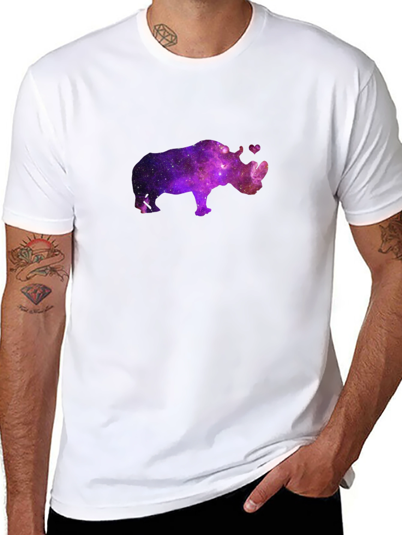 Galaxy Rhino T-Shirt - Black Crew Neck