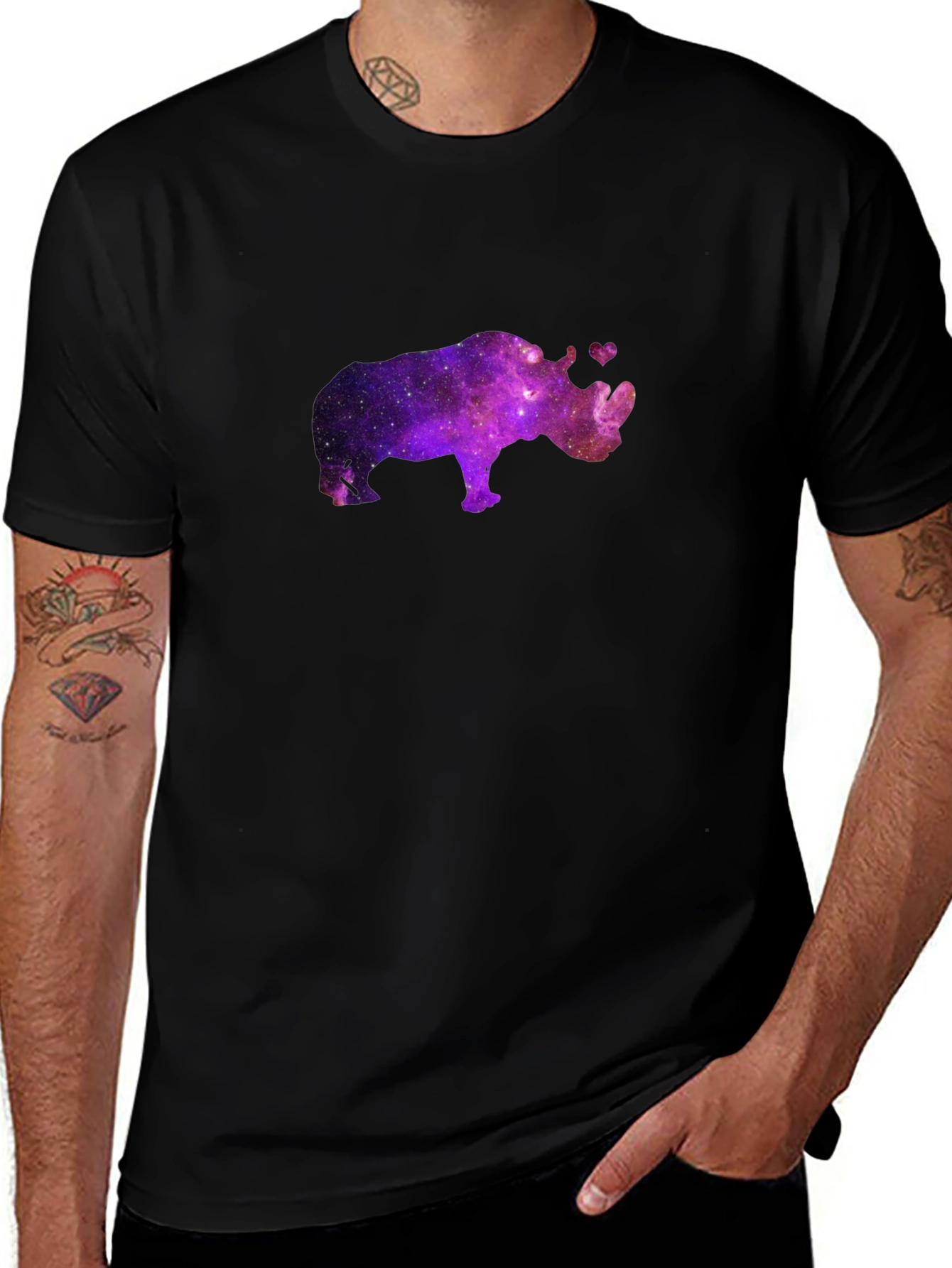 Galaxy Rhino T-Shirt - Black Crew Neck