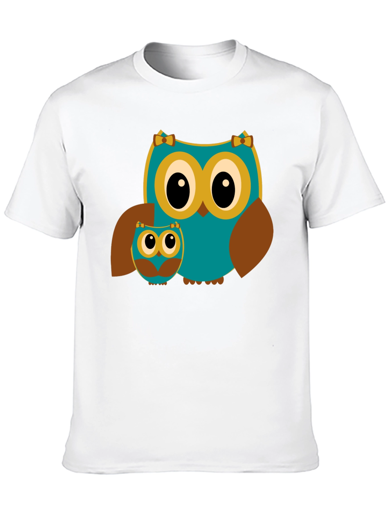 Owl Mom and Baby Black T-Shirt
