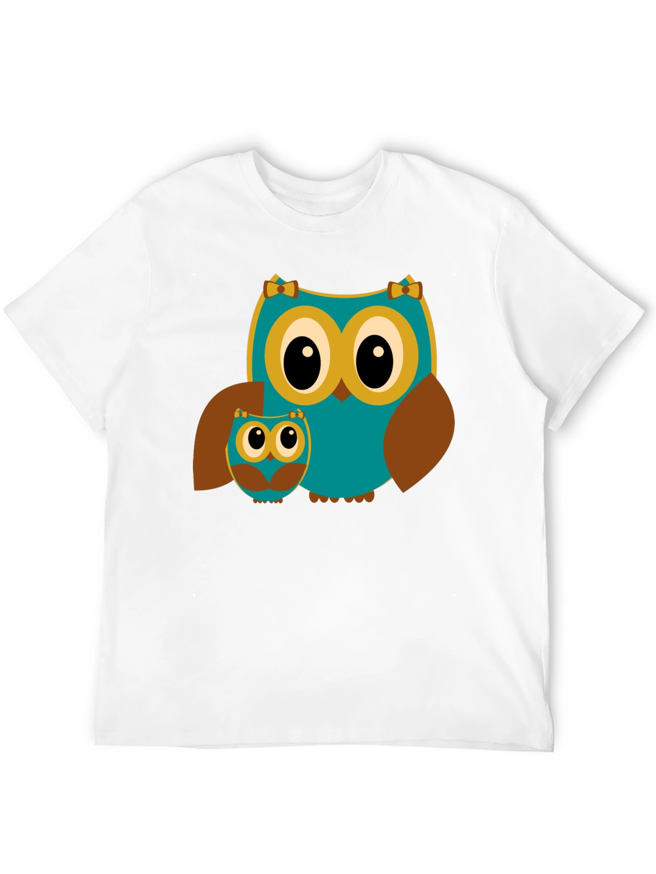 Owl Mom and Baby Black T-Shirt