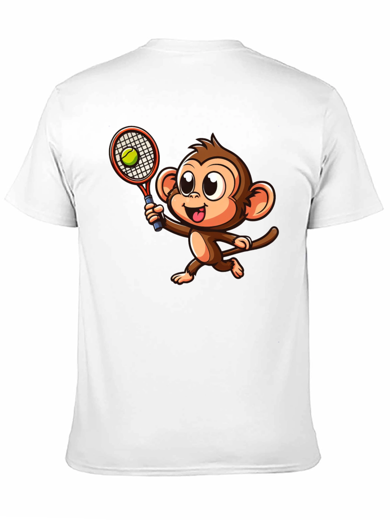 Monkey Tennis Graphic Tee - Cartoon Style