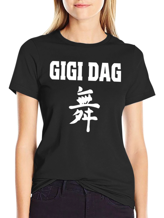 Gigi Dag Graphic T-Shirt Black Cotton Casual Tee