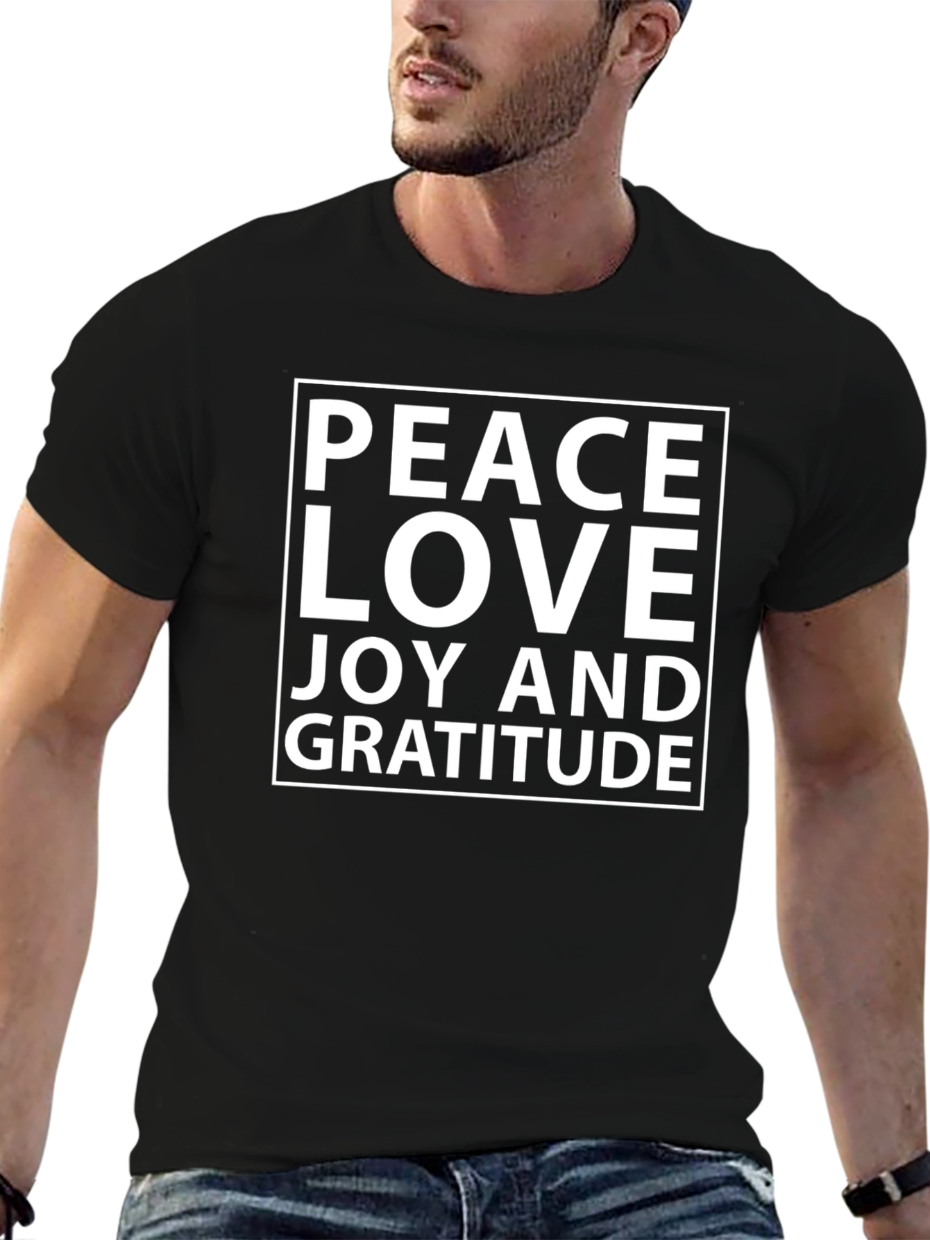 Peace Love Joy Gratitude T-Shirt - Black