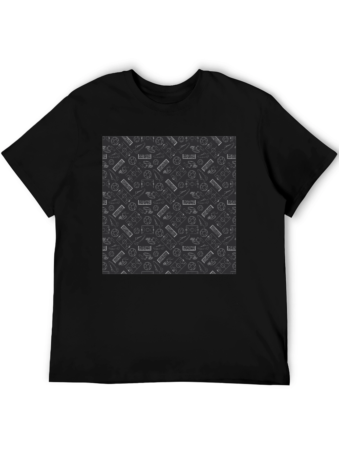 Soccer Pattern Black T-Shirt
