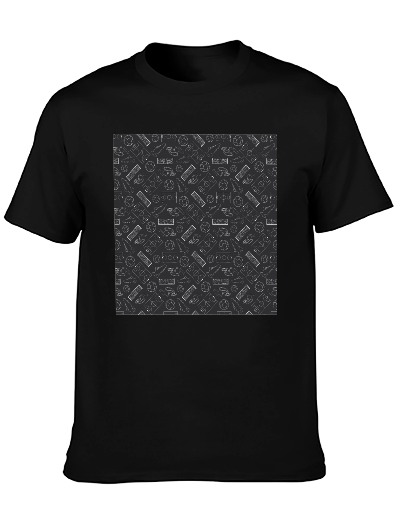 Soccer Pattern Black T-Shirt