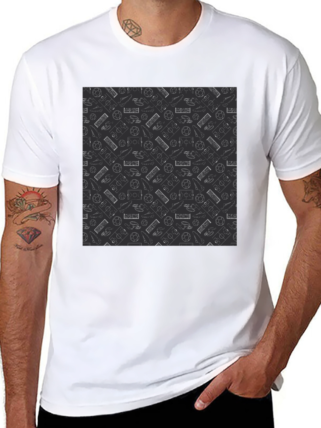 Soccer Pattern Black T-Shirt