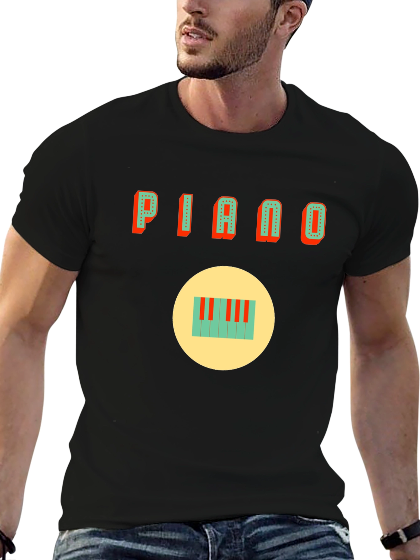 Piano Graphic Tee - Black Cotton
