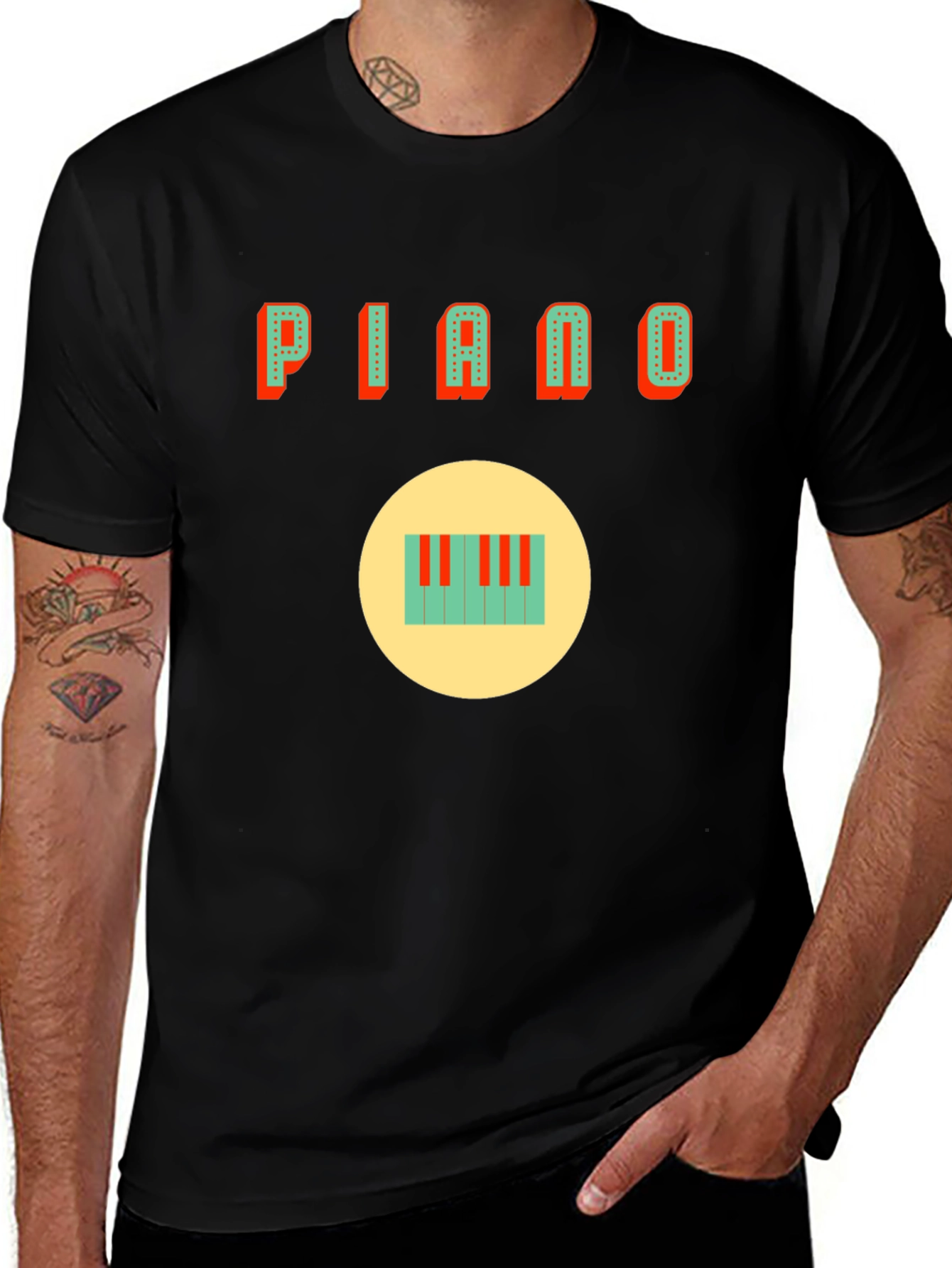 Piano Graphic Tee - Black Cotton