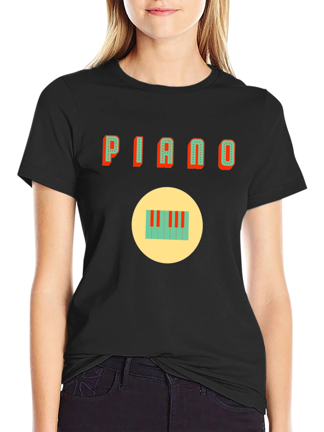 Piano Graphic Tee - Black Cotton