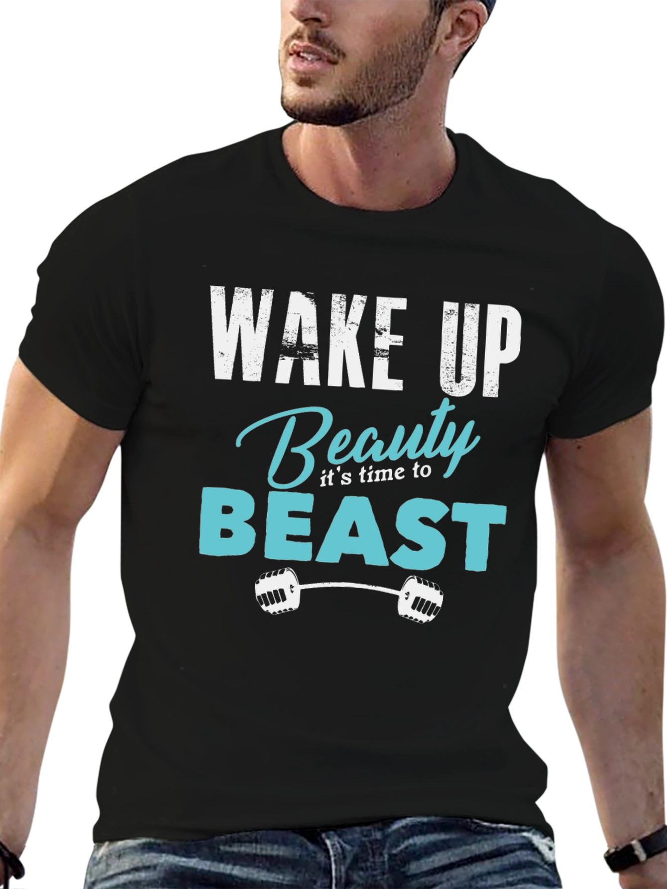 Wake Up Beauty Beast Black Graphic T-Shirt