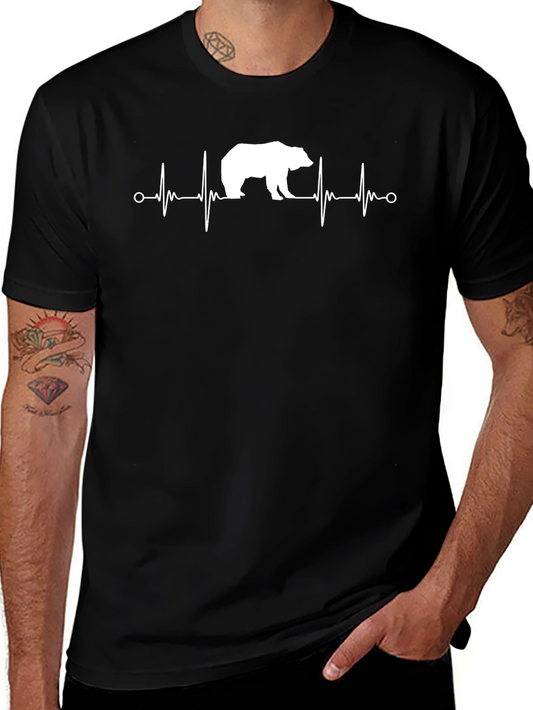 Bear Heartbeat Graphic Tee - Black