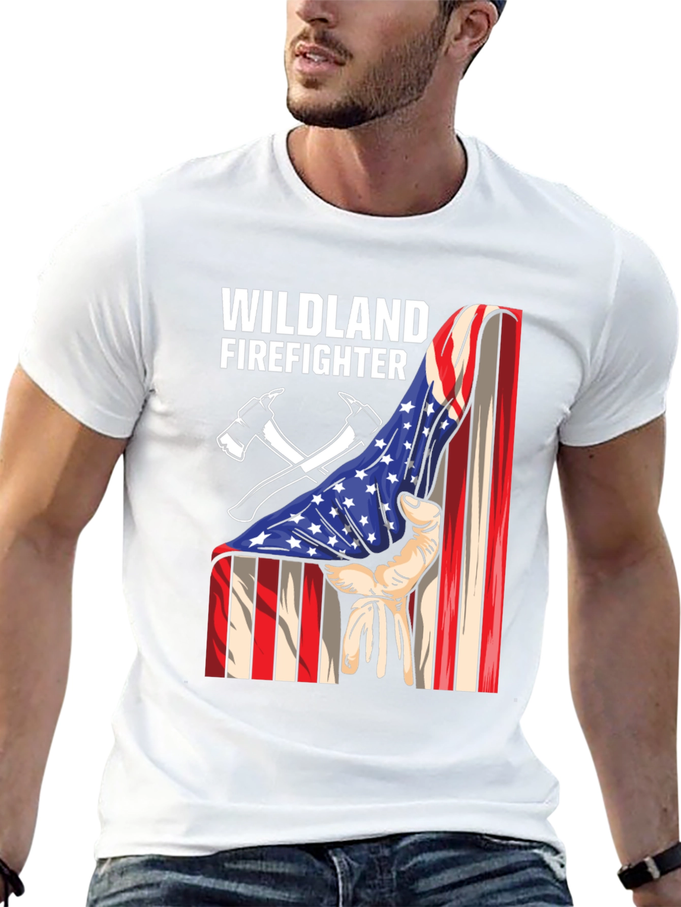 Wildland Firefighter USA Flag Graphic Tee