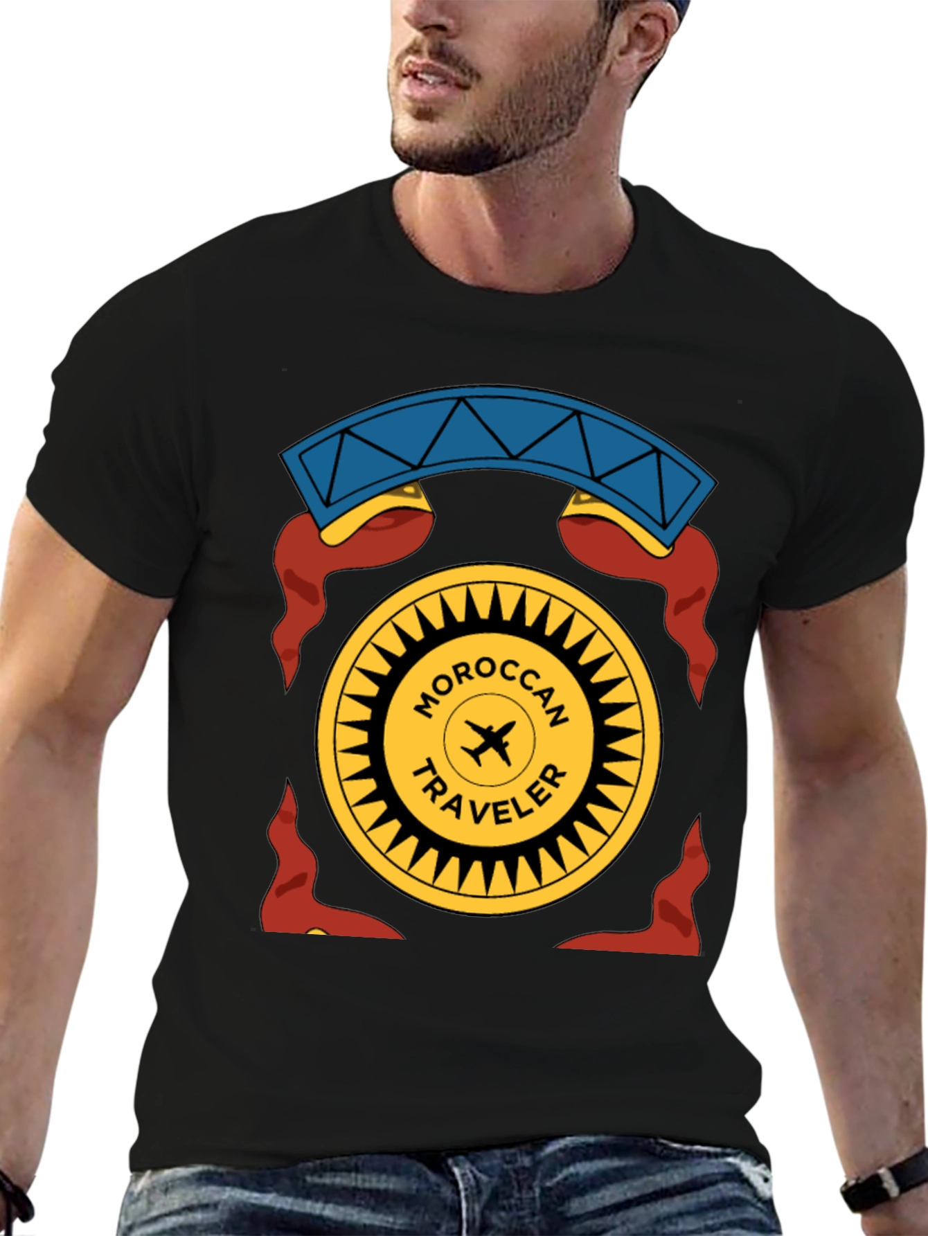 Moroccan Traveler Graphic T-Shirt - Black