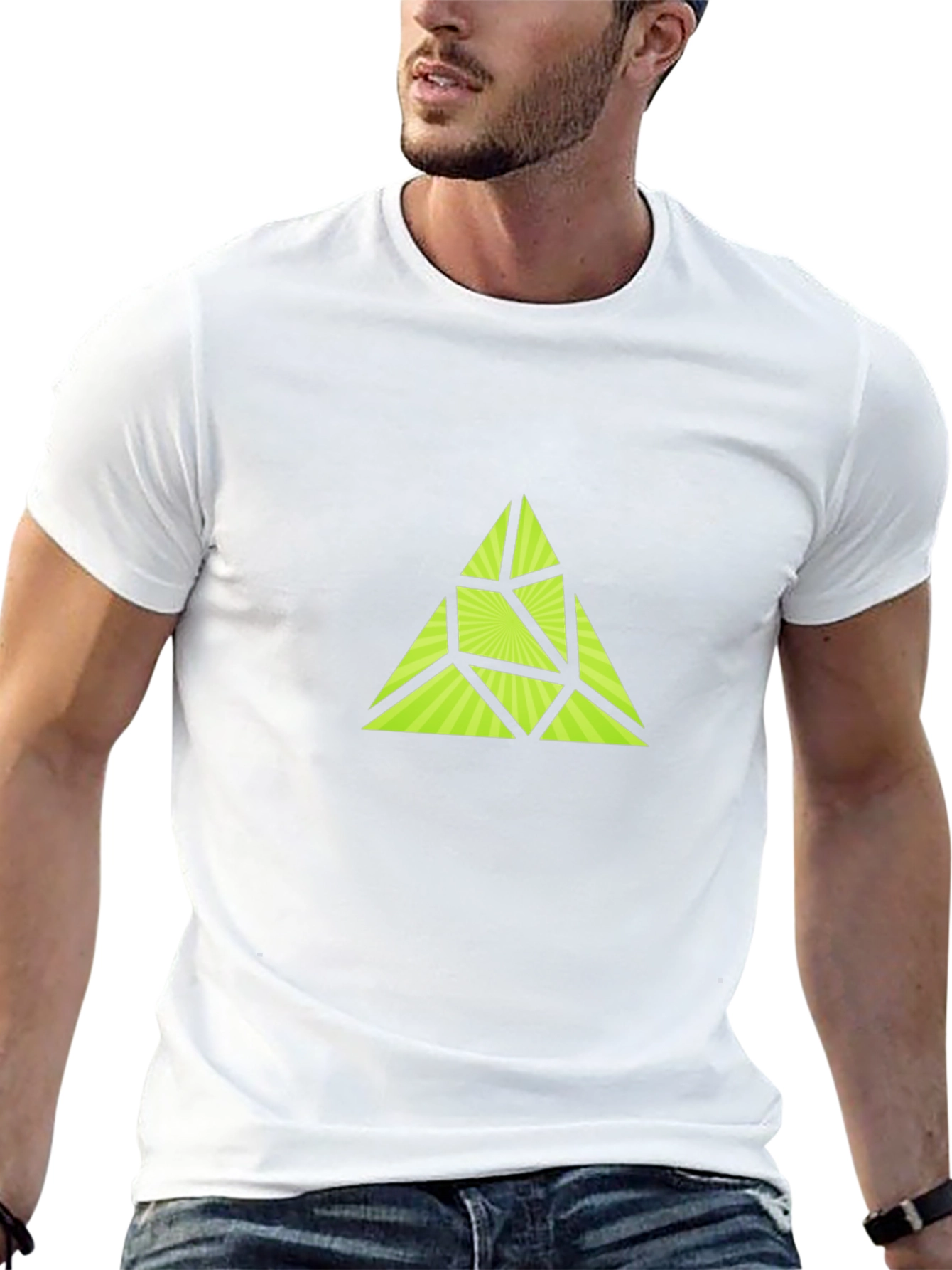 Geometric Triangle Graphic Black T-Shirt