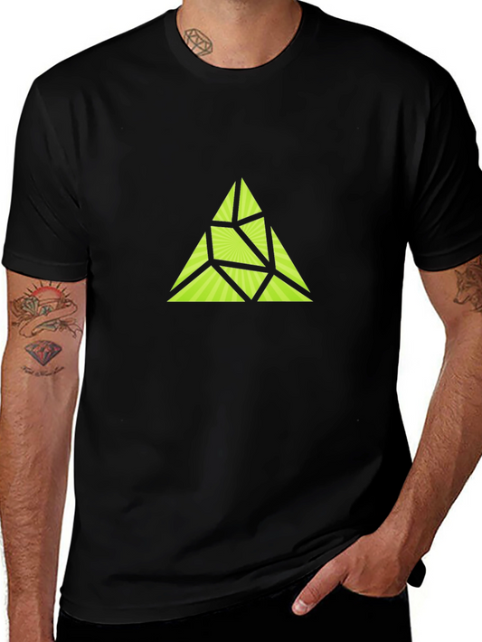 Geometric Triangle Graphic Black T-Shirt