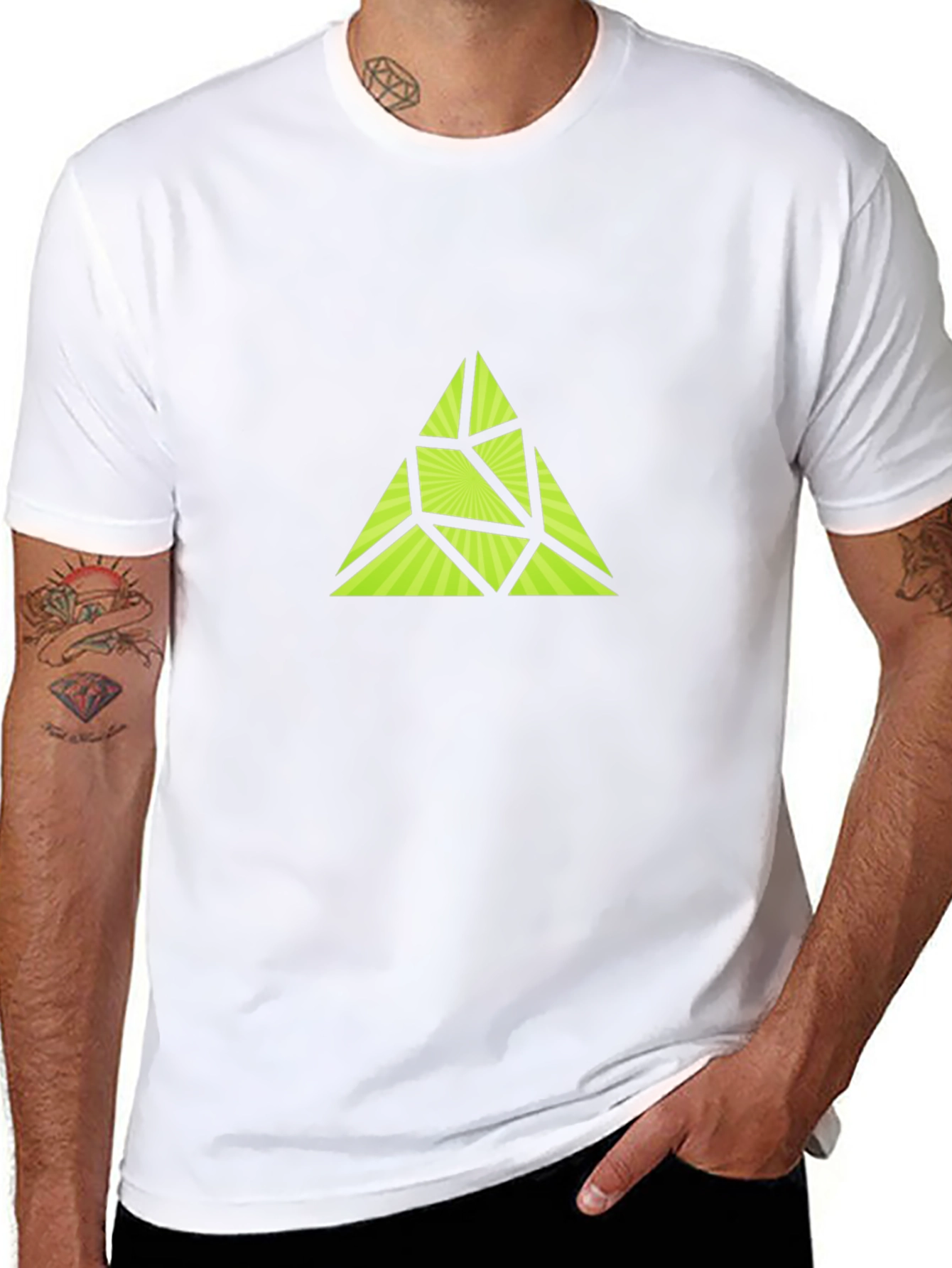 Geometric Triangle Graphic Black T-Shirt
